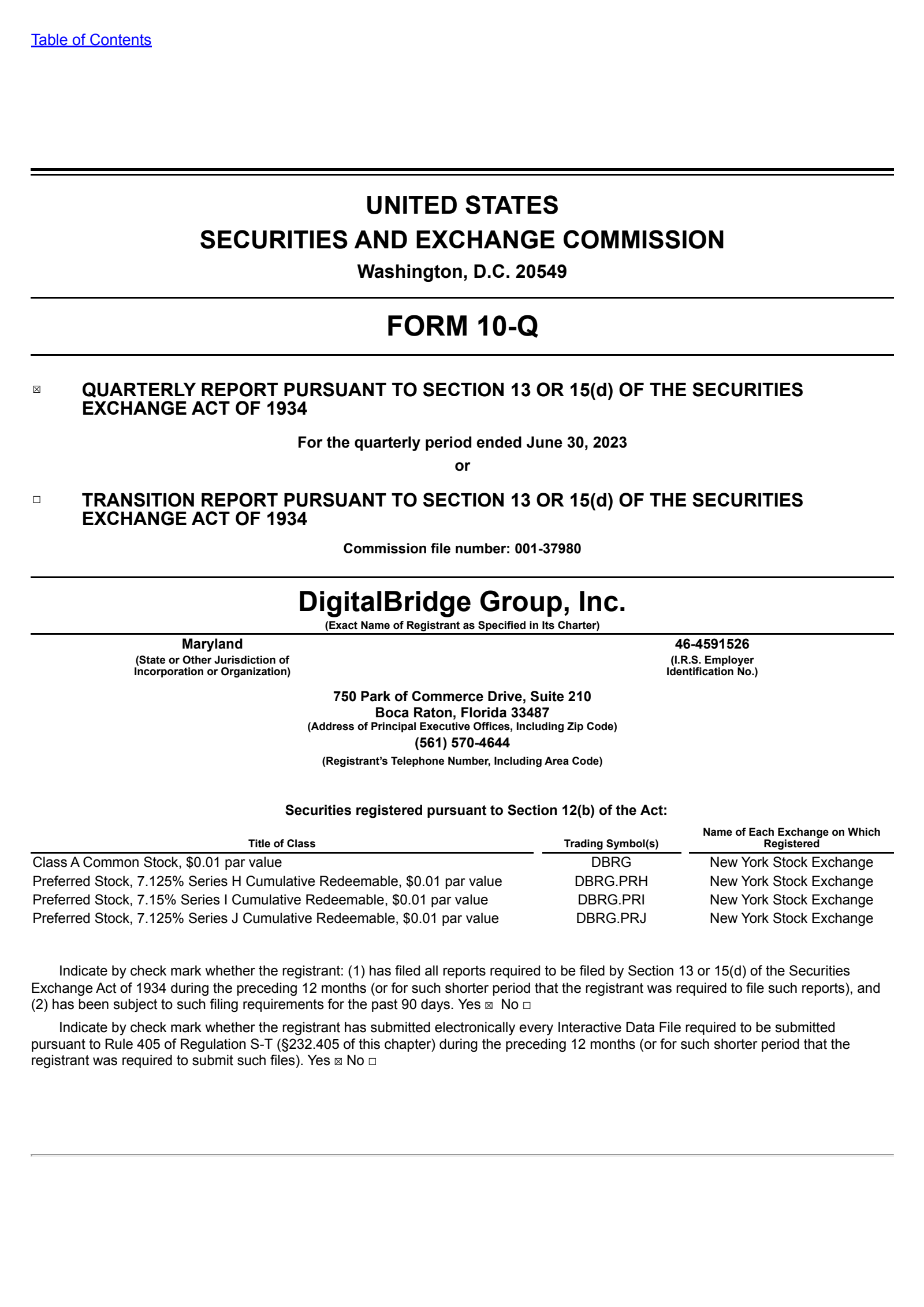DigitalBridge Group's Q2 2023 Quarterly report