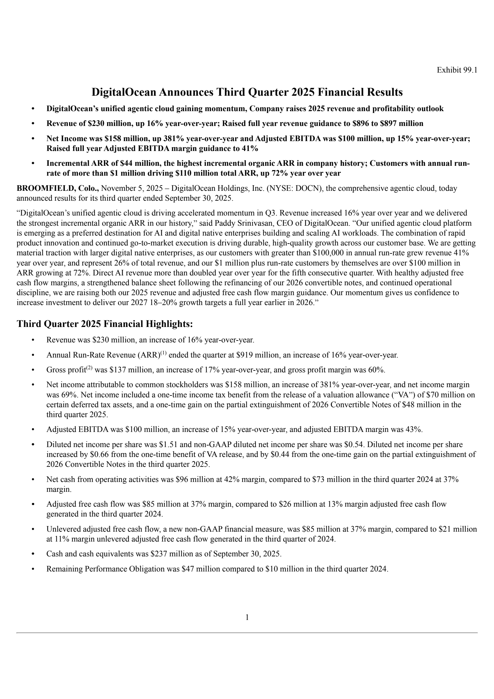 DigitalOcean's Q3 2025 Earnings Release