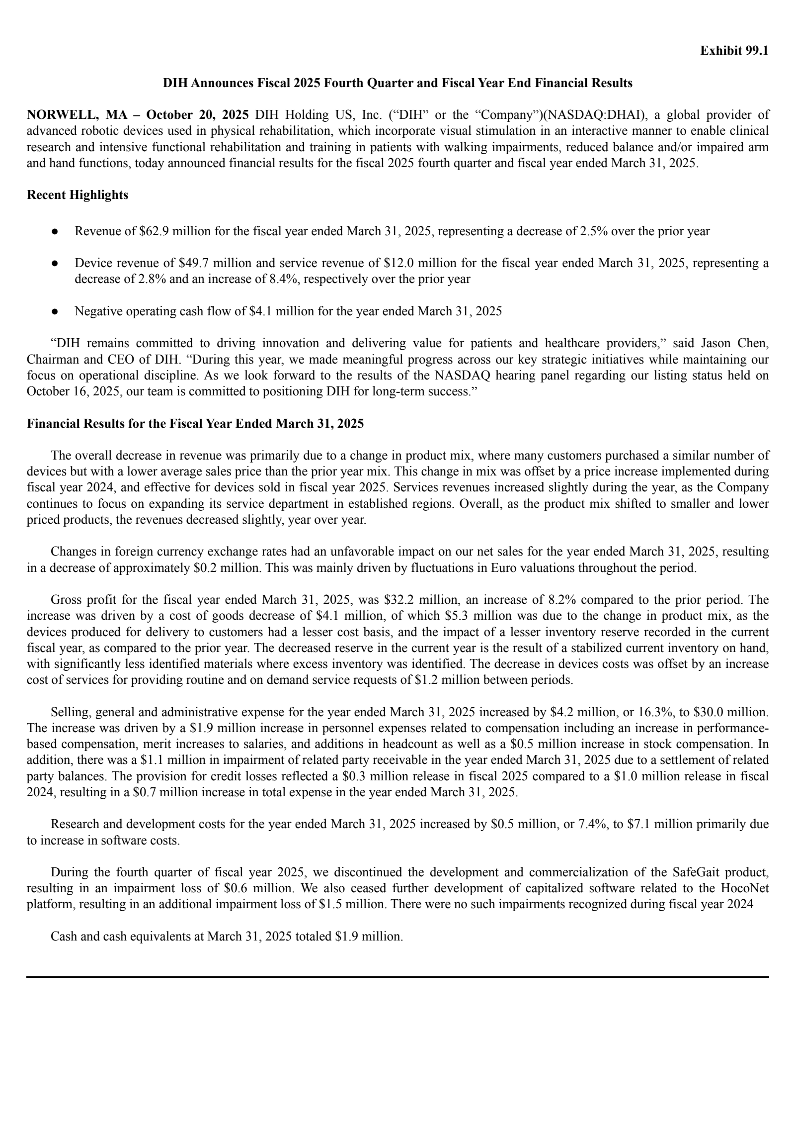 DIH Holding US's Q4 2025 Earnings Release