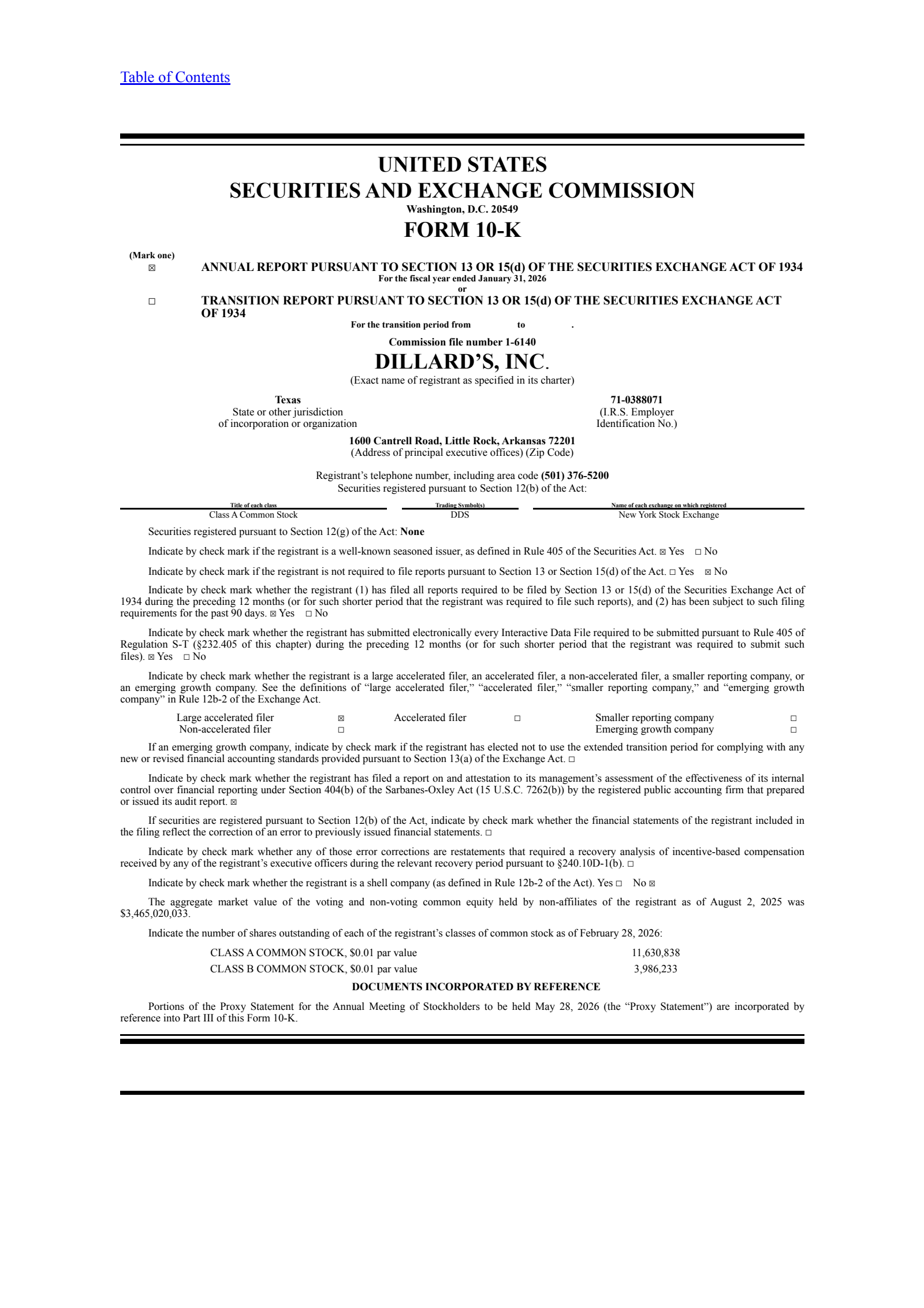 Dillard's' Q4 2026 Annual report