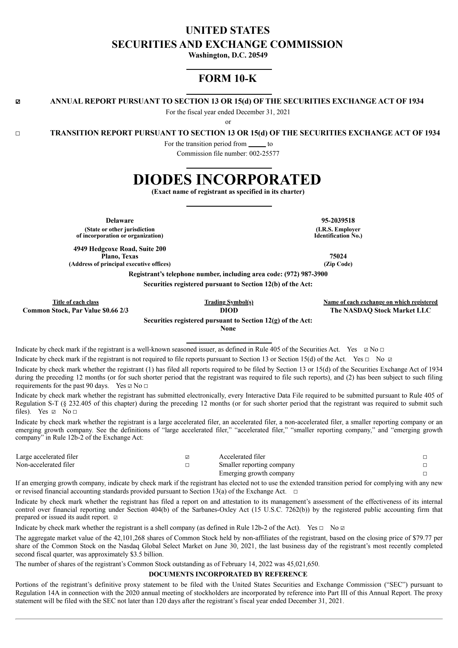 Diodes' Q4 2021 Annual report