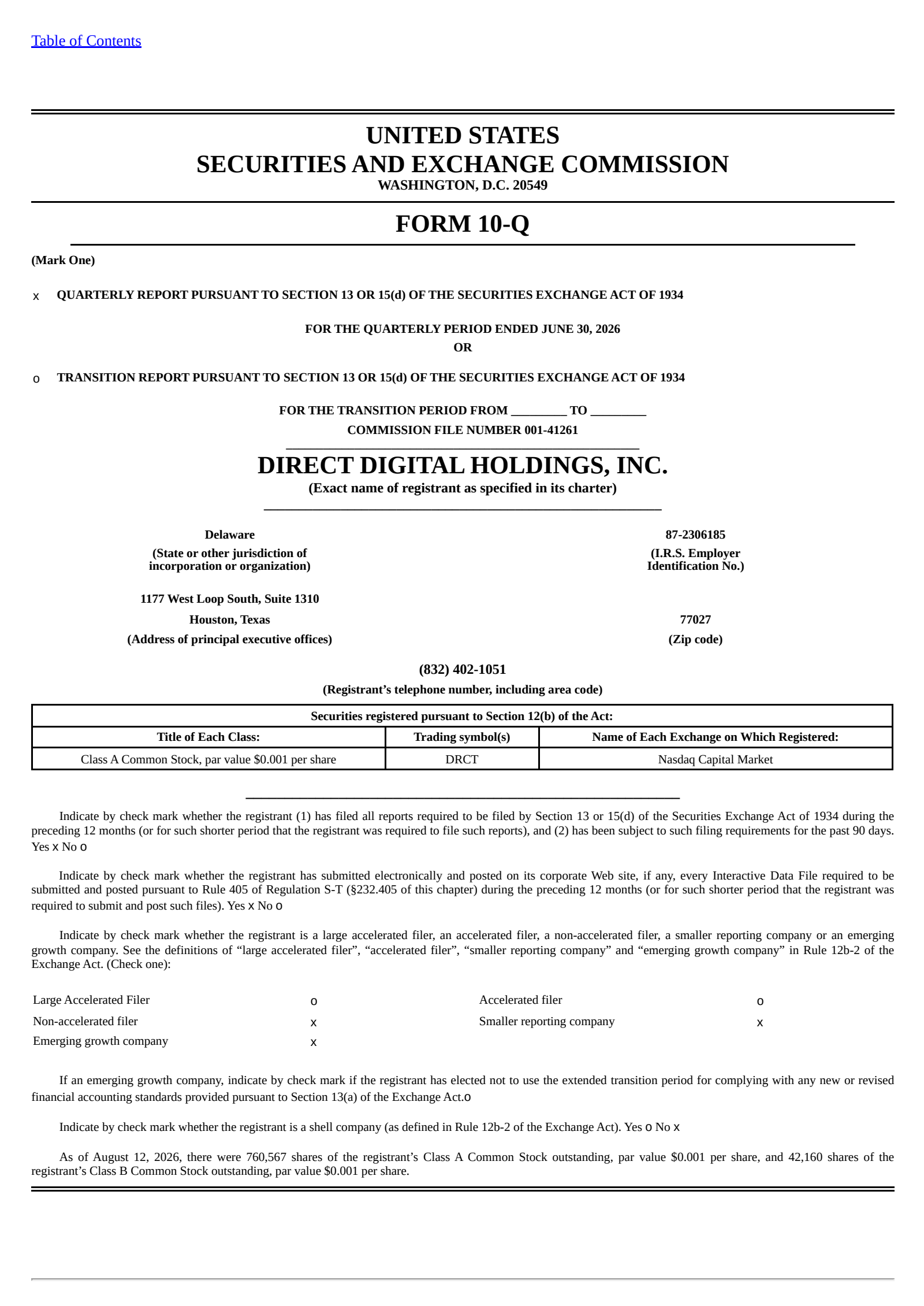 Direct Digital's Q2 2026 Quarterly report