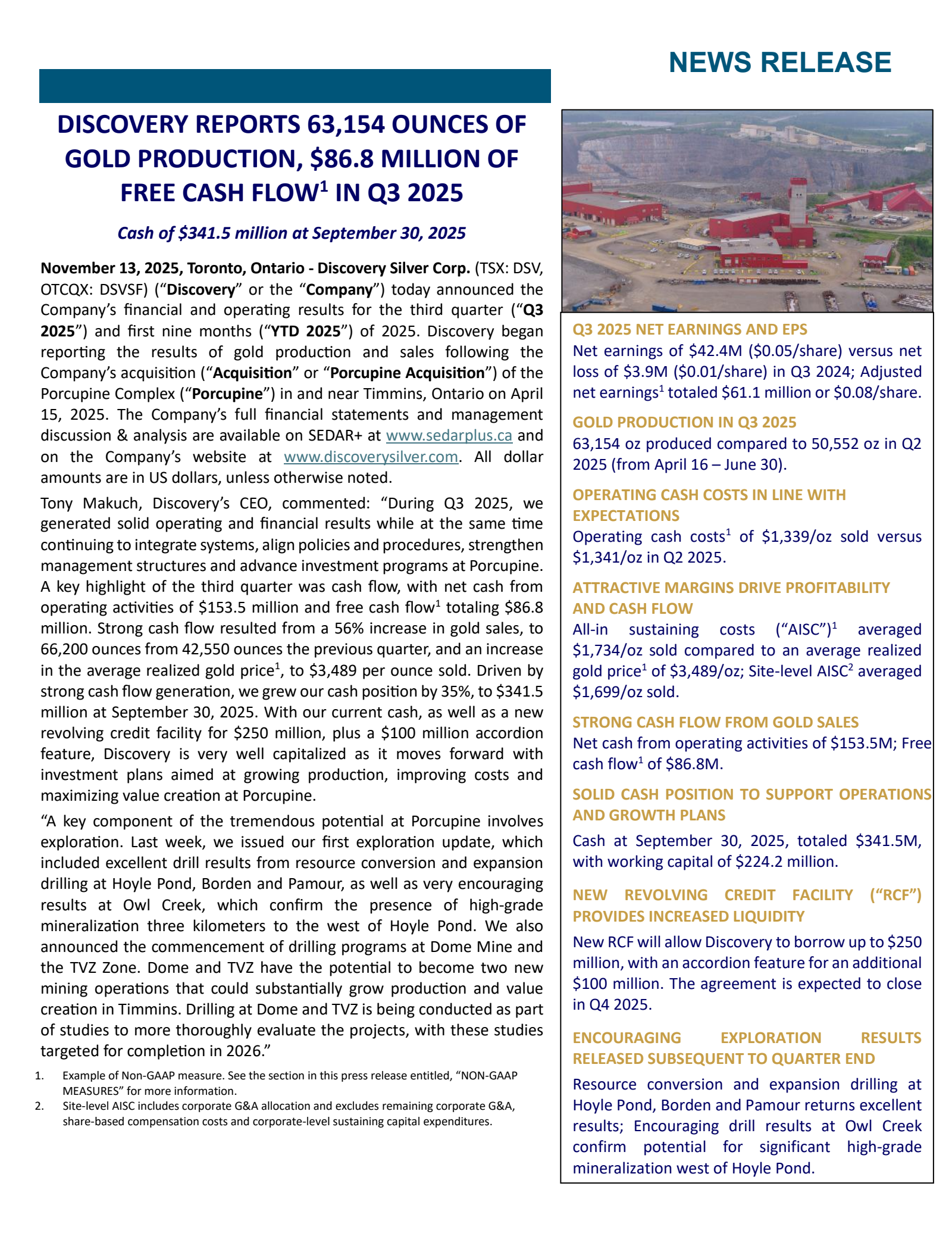 Discovery Silver's Q3 2025 Earnings Release