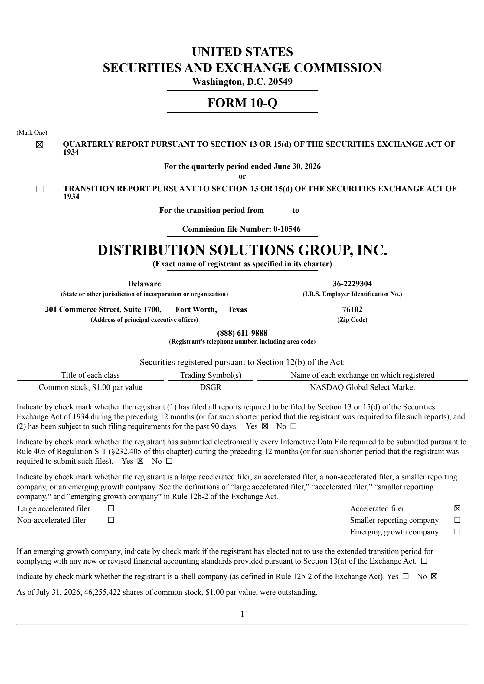 Distribution Solutions Group's Q2 2026 Quarterly report