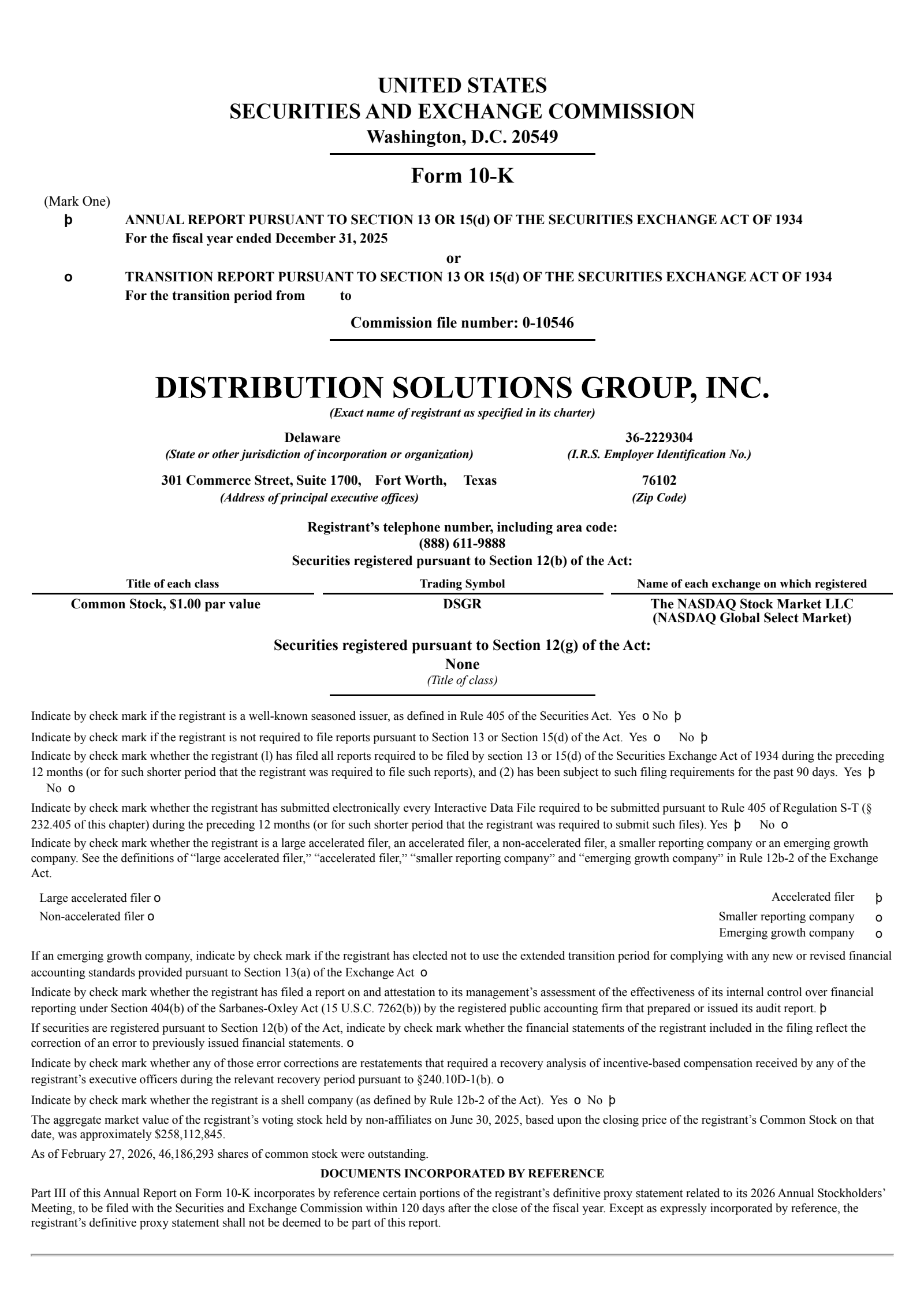 Distribution Solutions Group's Q4 2025 Annual report