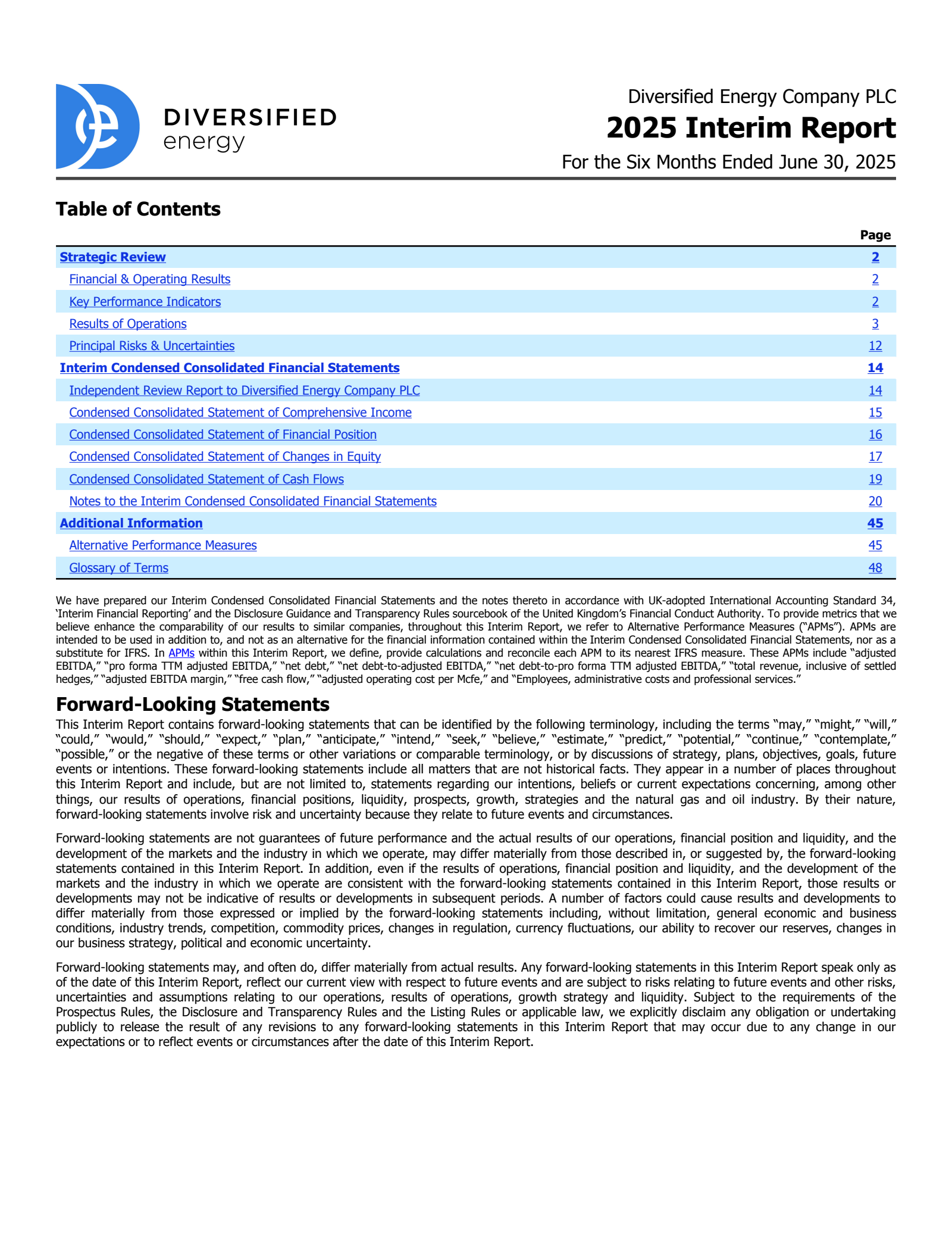 Diversified Energy's H1 2025 Interim report