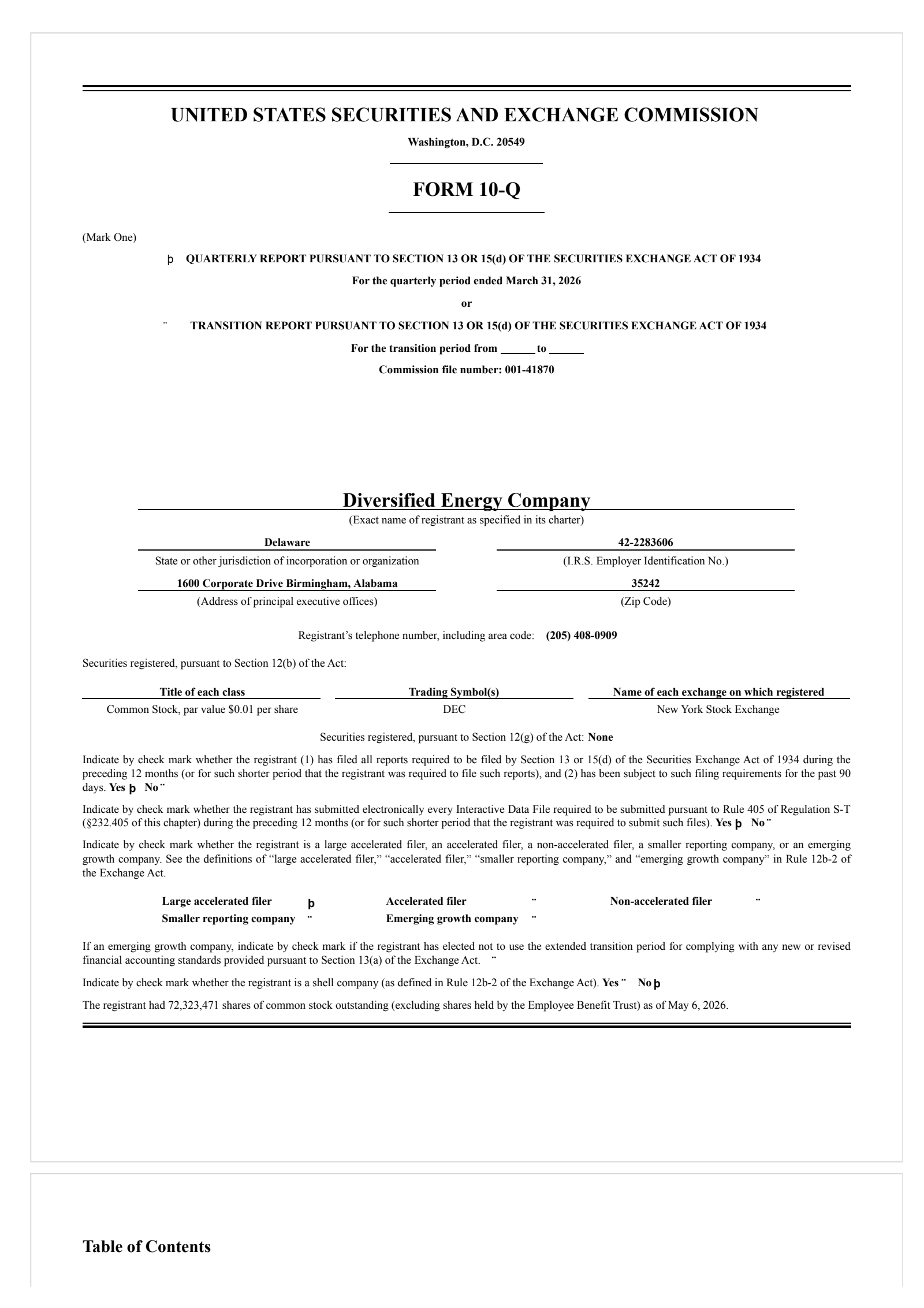 Diversified Energy's Q1 2026 Quarterly report