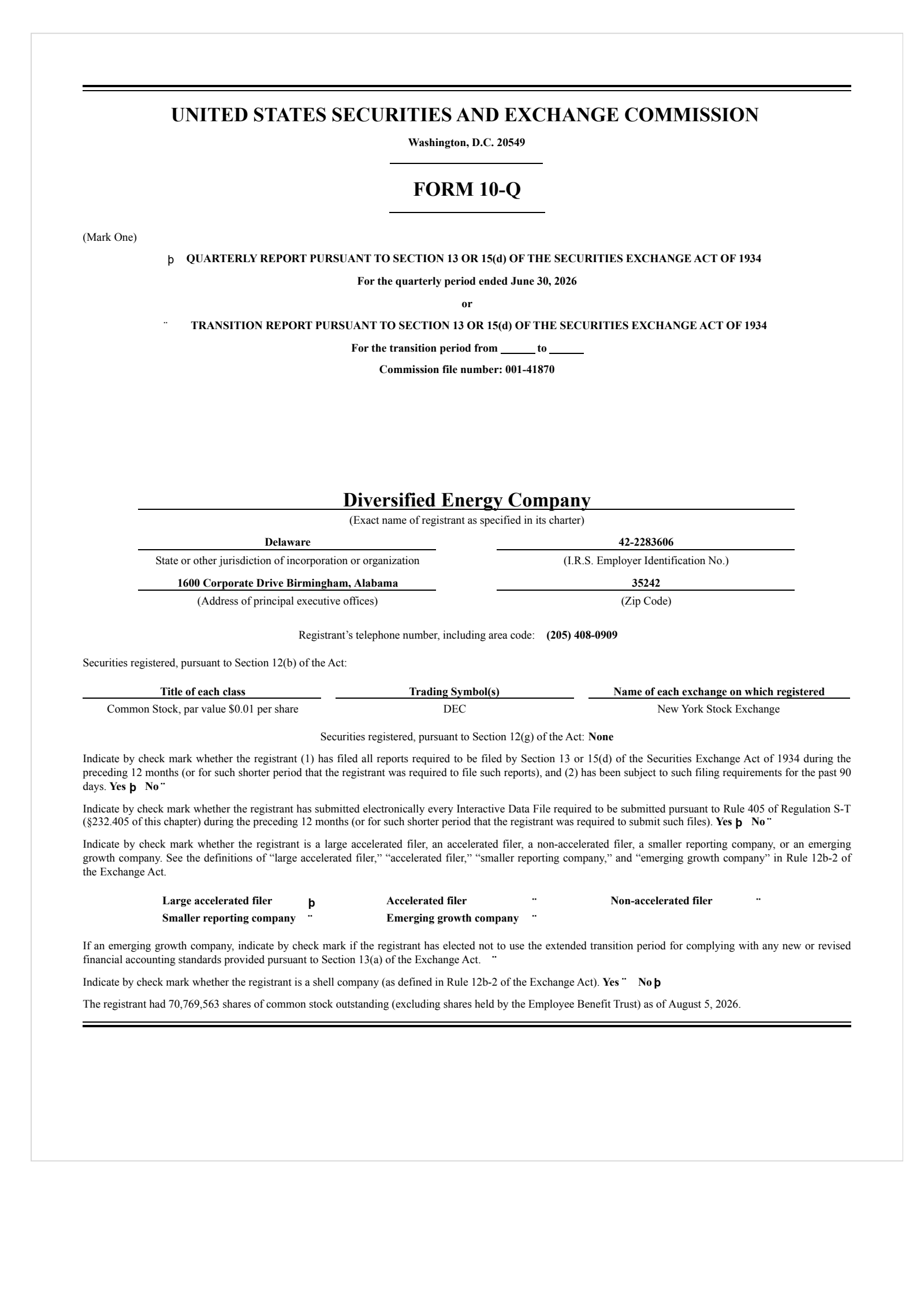 Diversified Energy's Q2 2026 Quarterly report