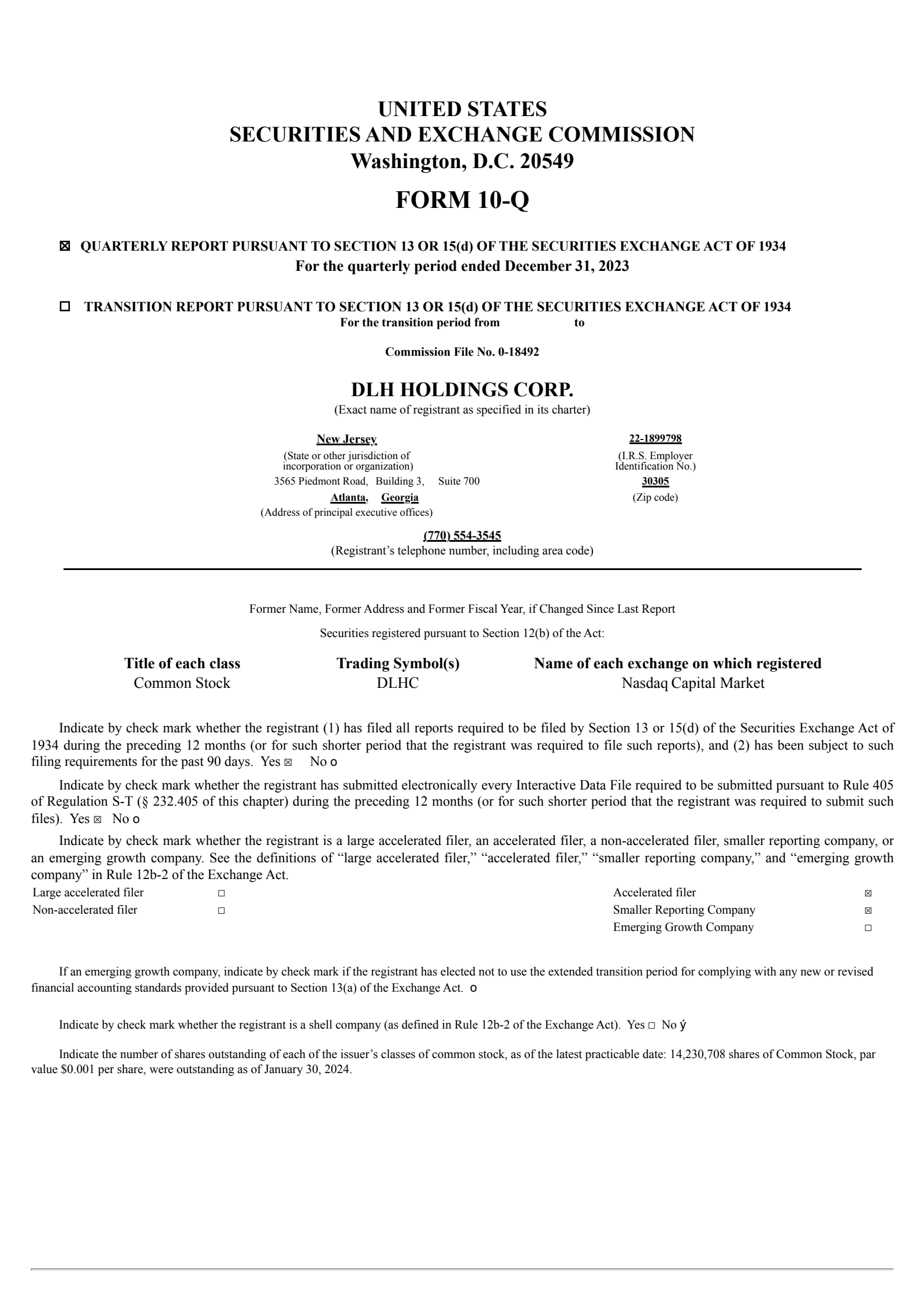 DLH's Q1 2024 Quarterly report