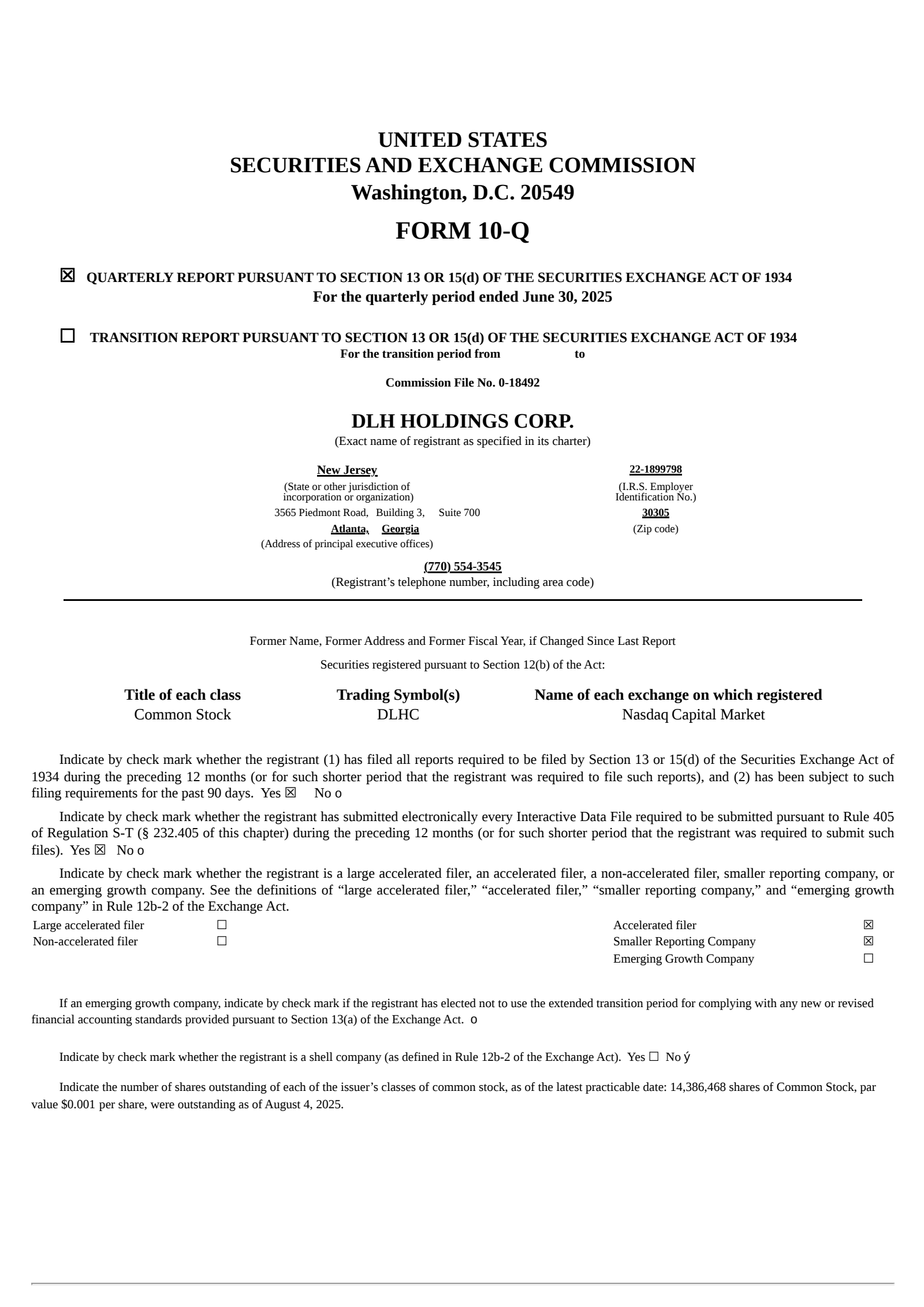 DLH's Q3 2025 Quarterly report