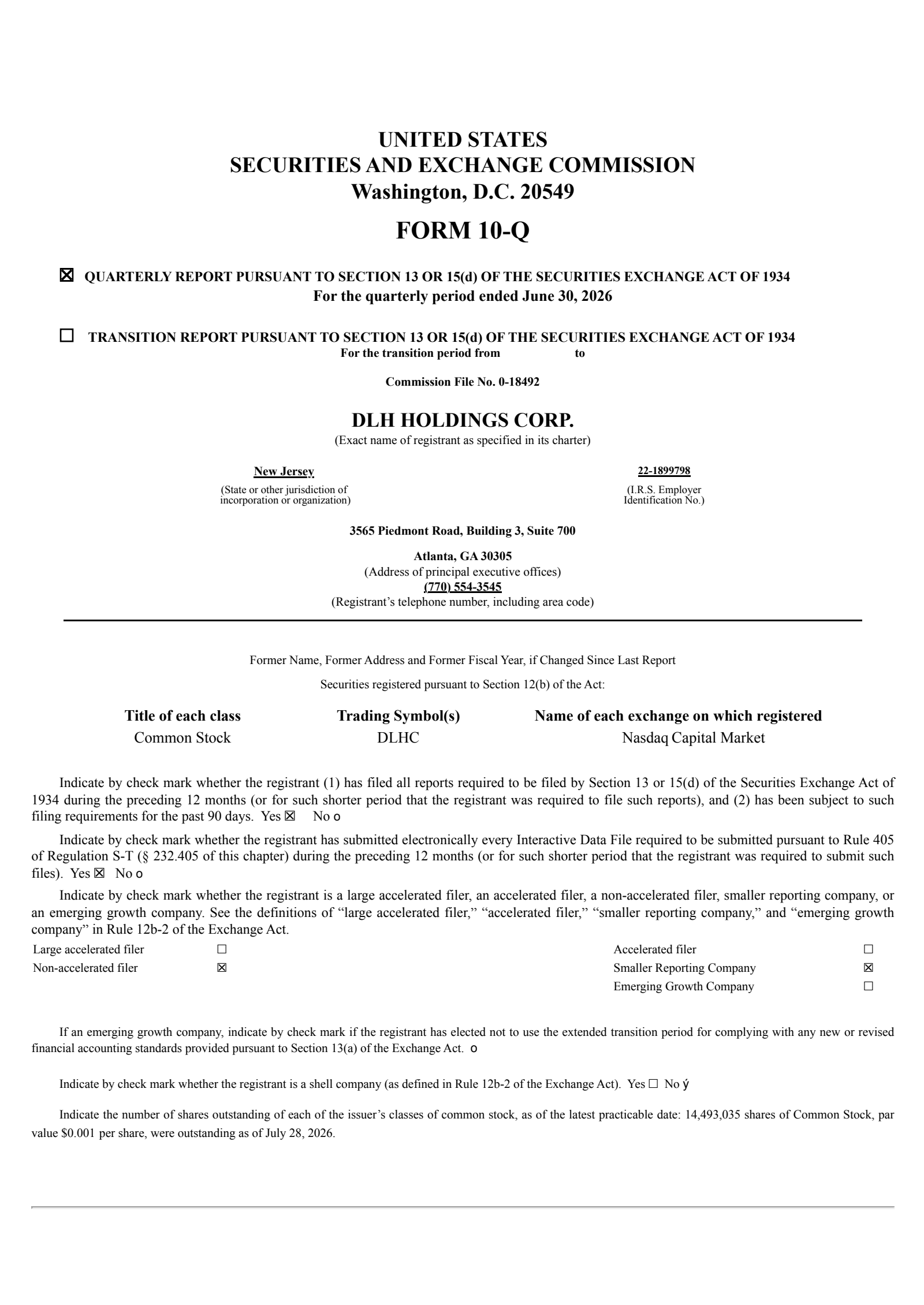 DLH's Q3 2026 Quarterly report