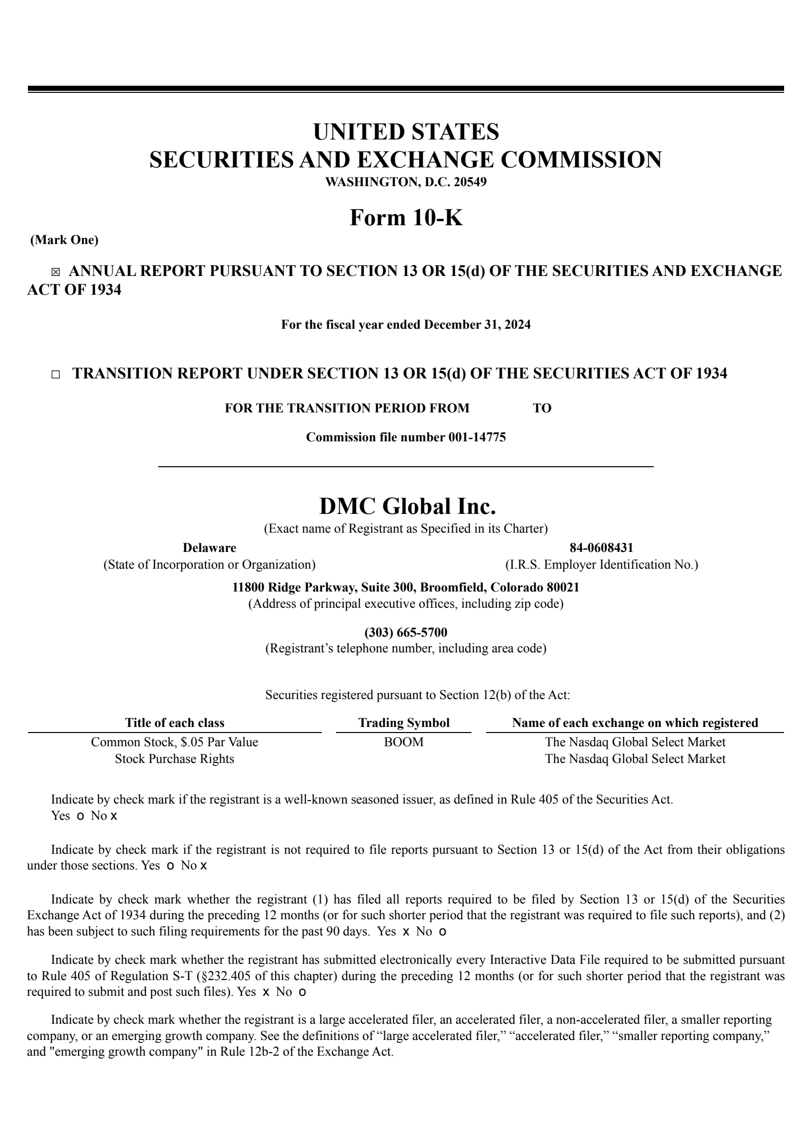 DMC Global's Q4 2024 Annual report