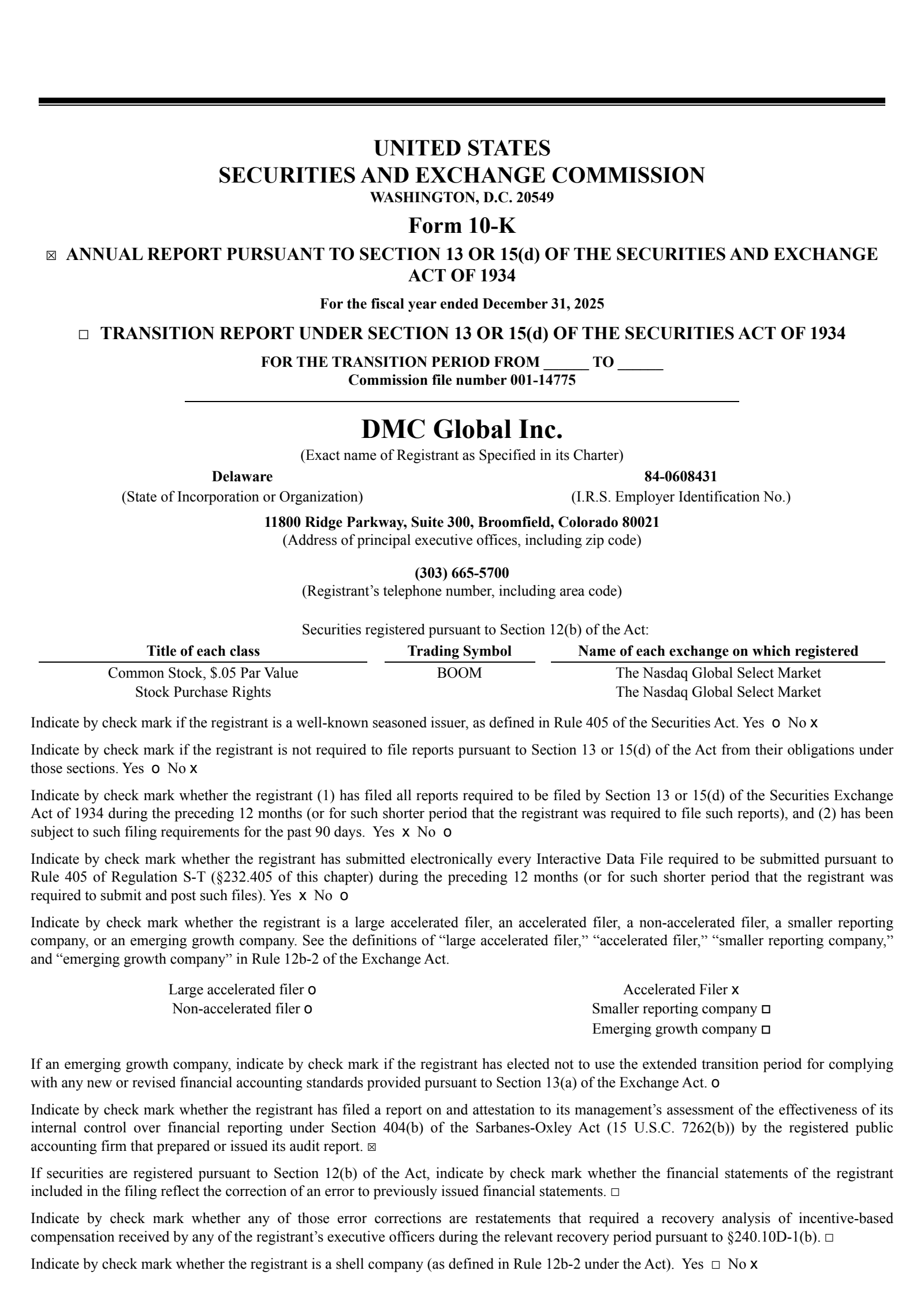 DMC Global's Q4 2025 Annual report