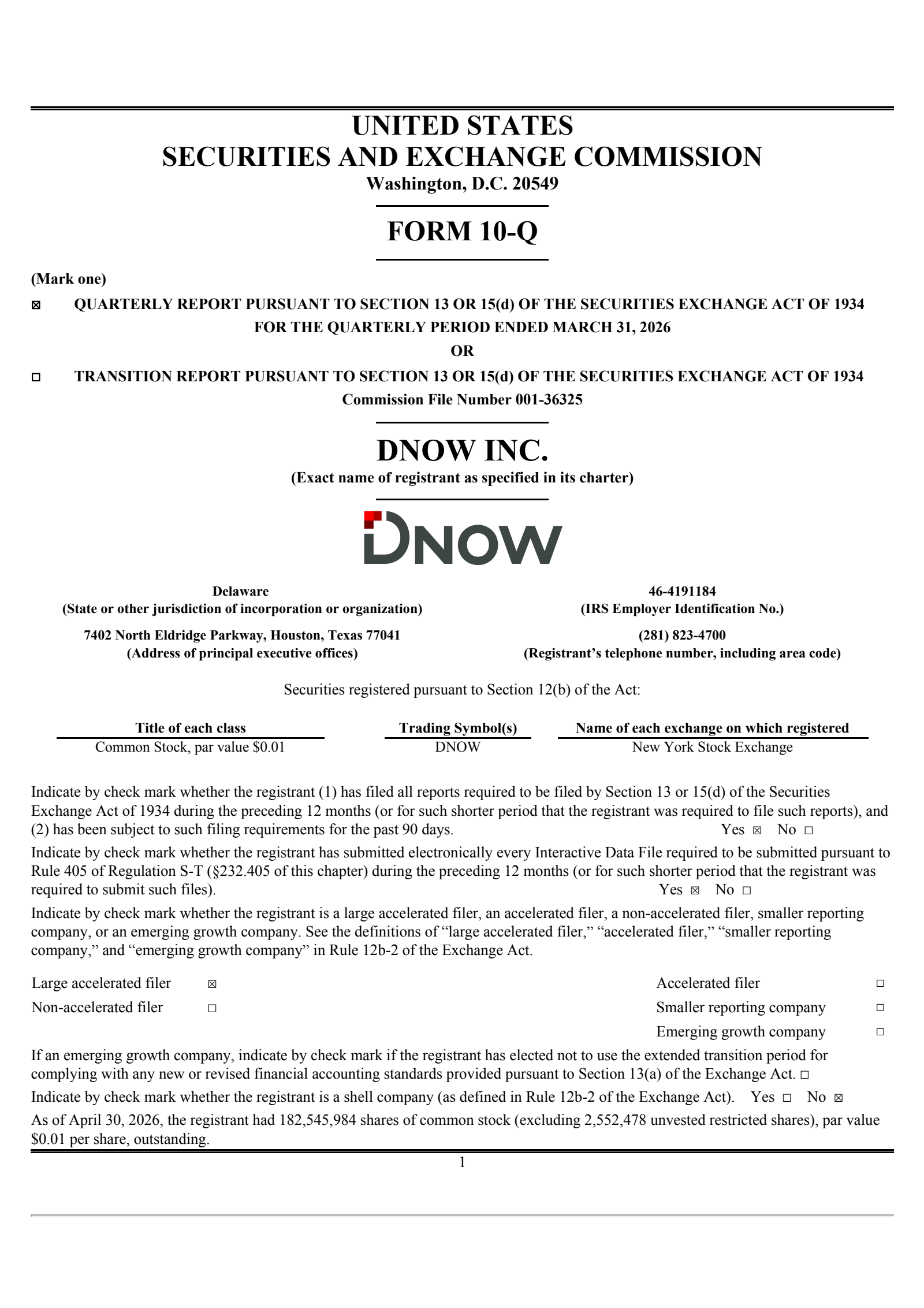 DNOW's Q1 2026 Quarterly report