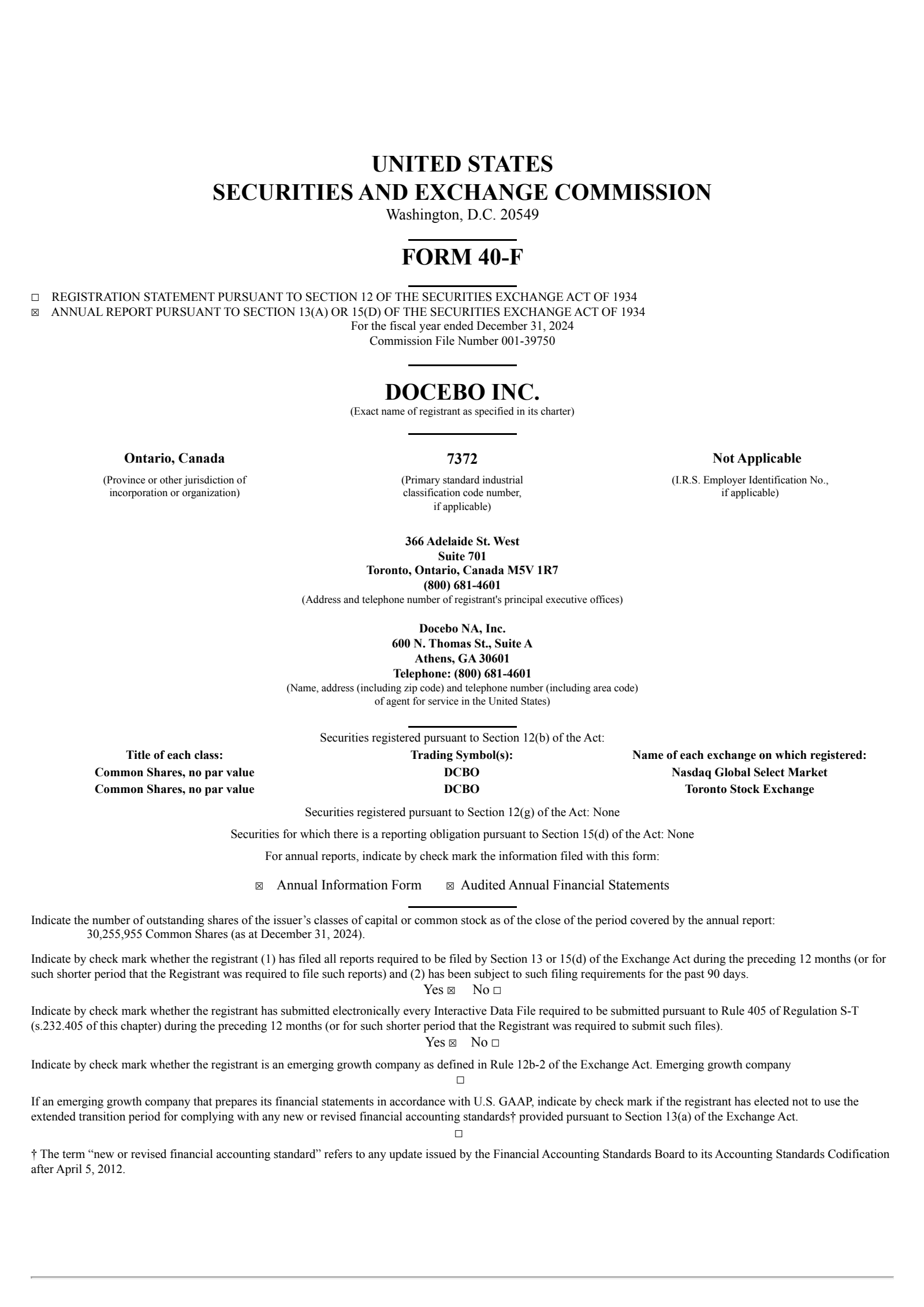 Docebo's Q4 2024 Annual report