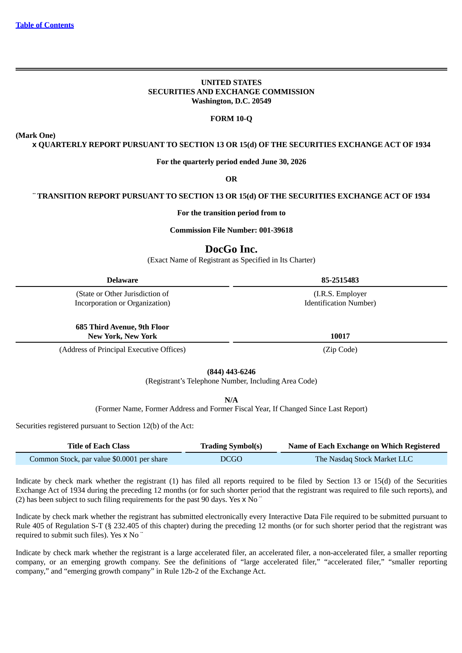 DocGo's Q2 2026 Quarterly report