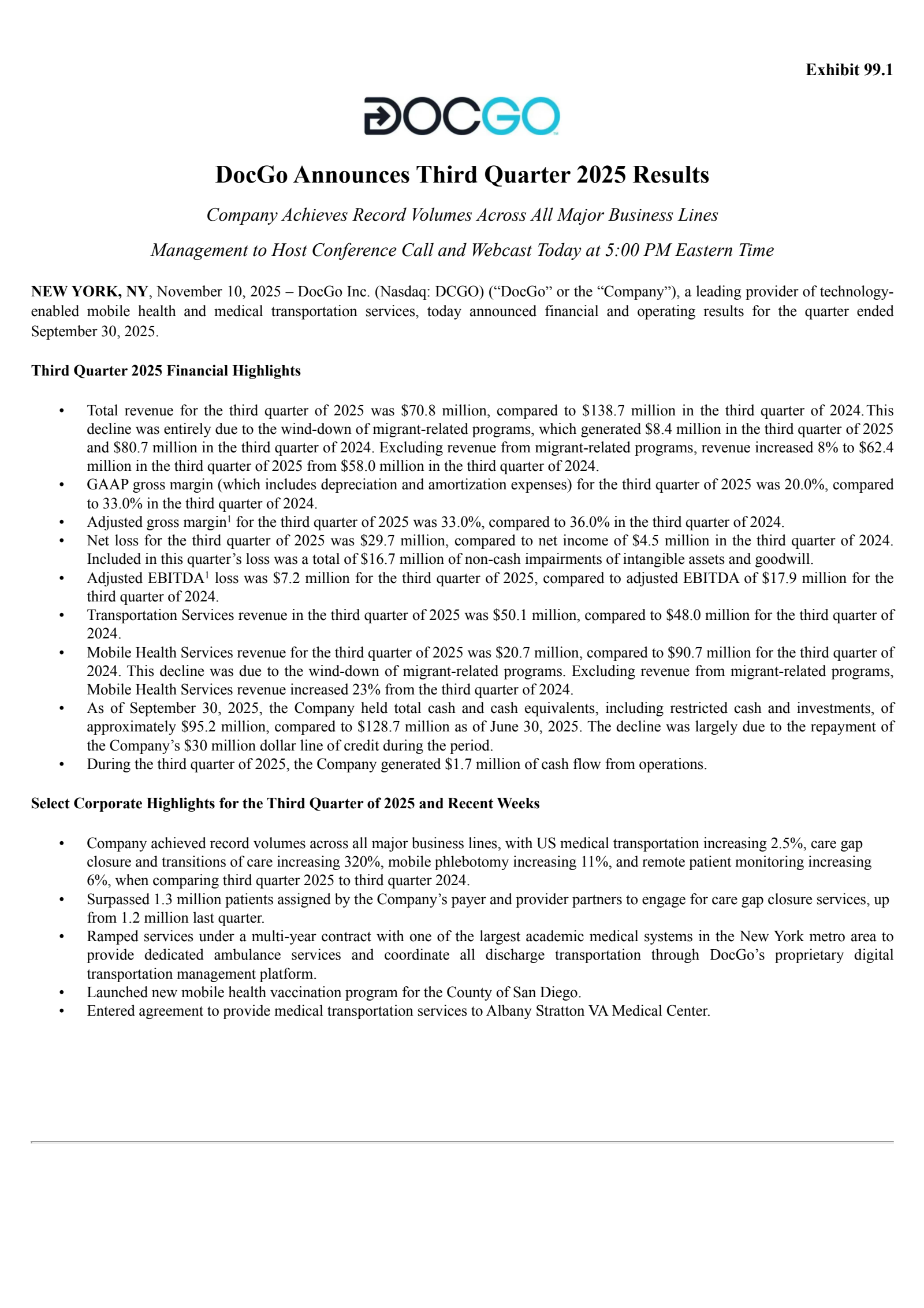 DocGo's Q3 2025 Earnings Release