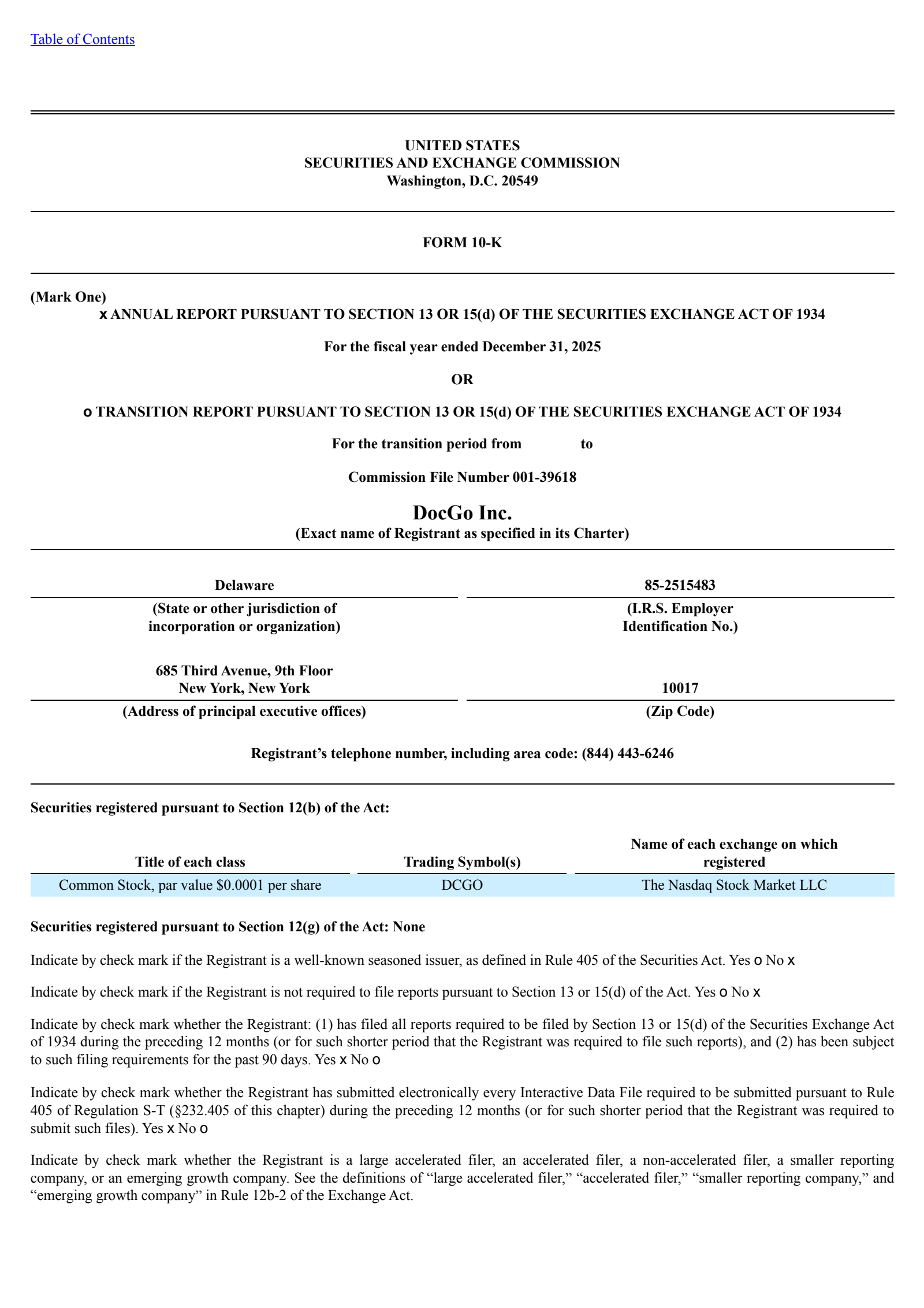 DocGo's Q4 2025 Annual report