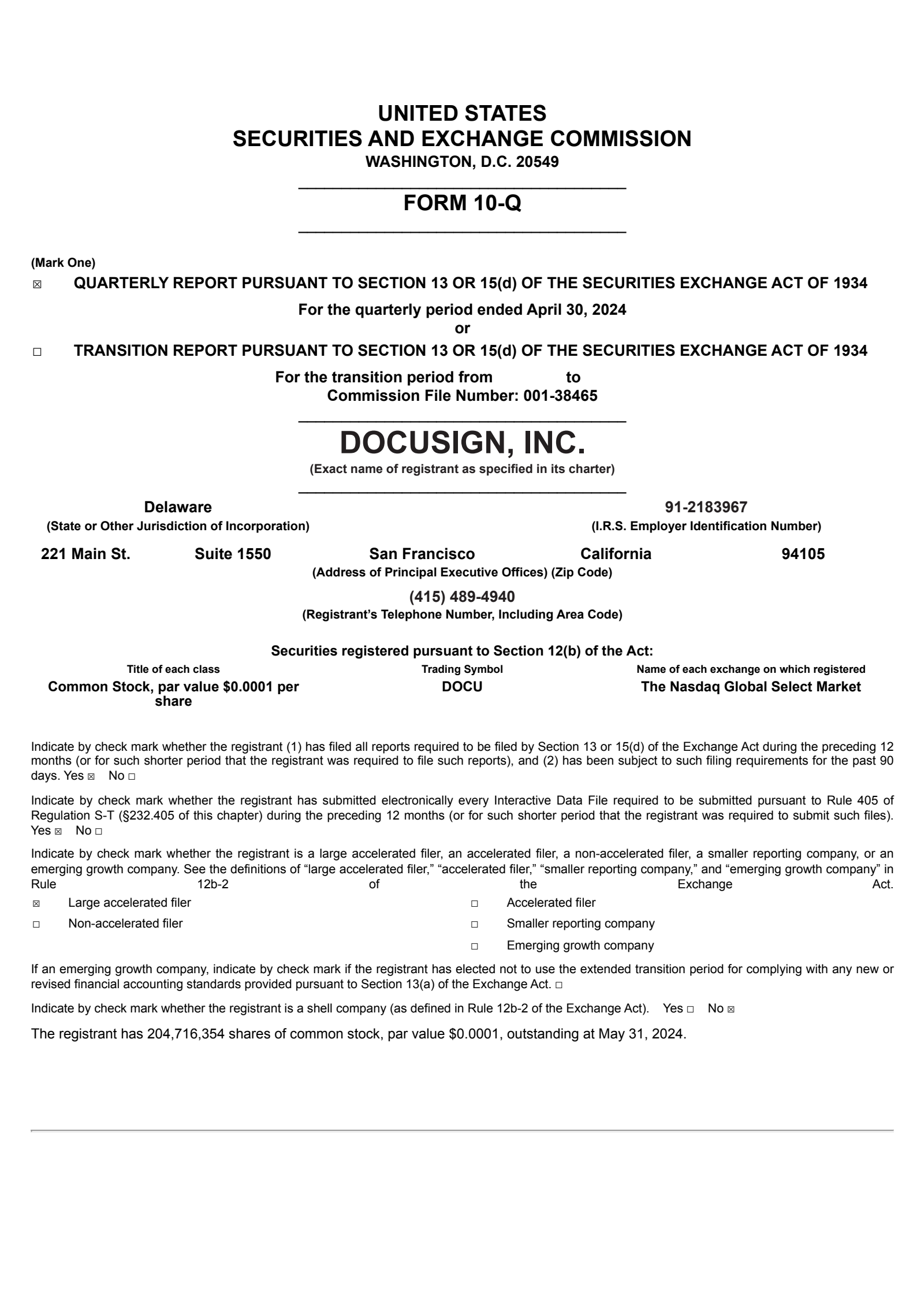 DocuSign's Q1 2025 Quarterly report