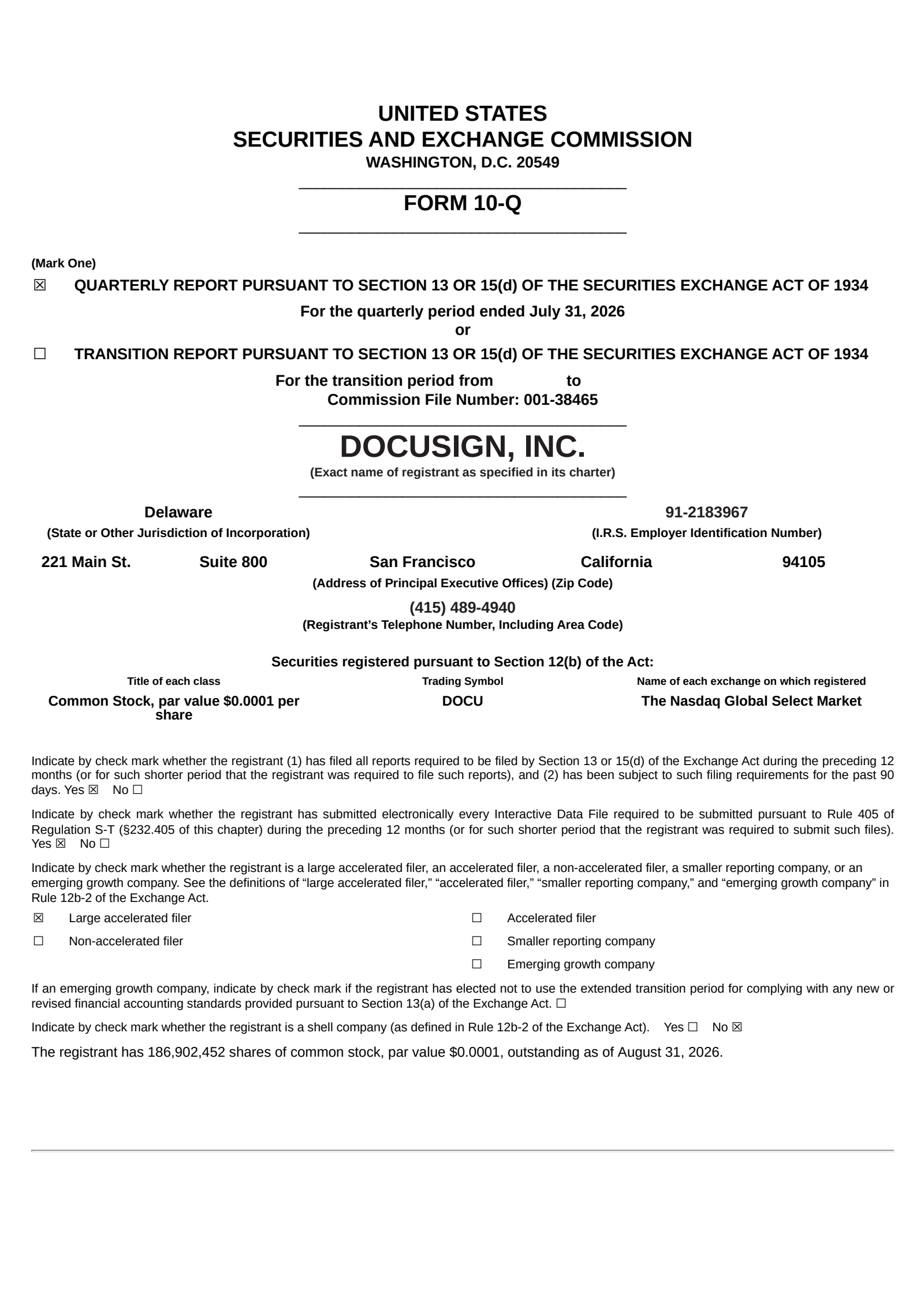 Docusign's Q2 2027 Quarterly report
