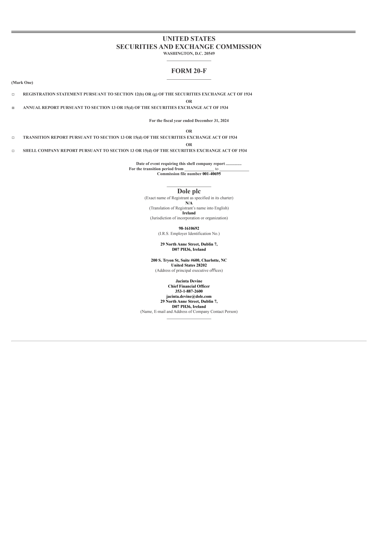 Dole's Q4 2024 Annual Report