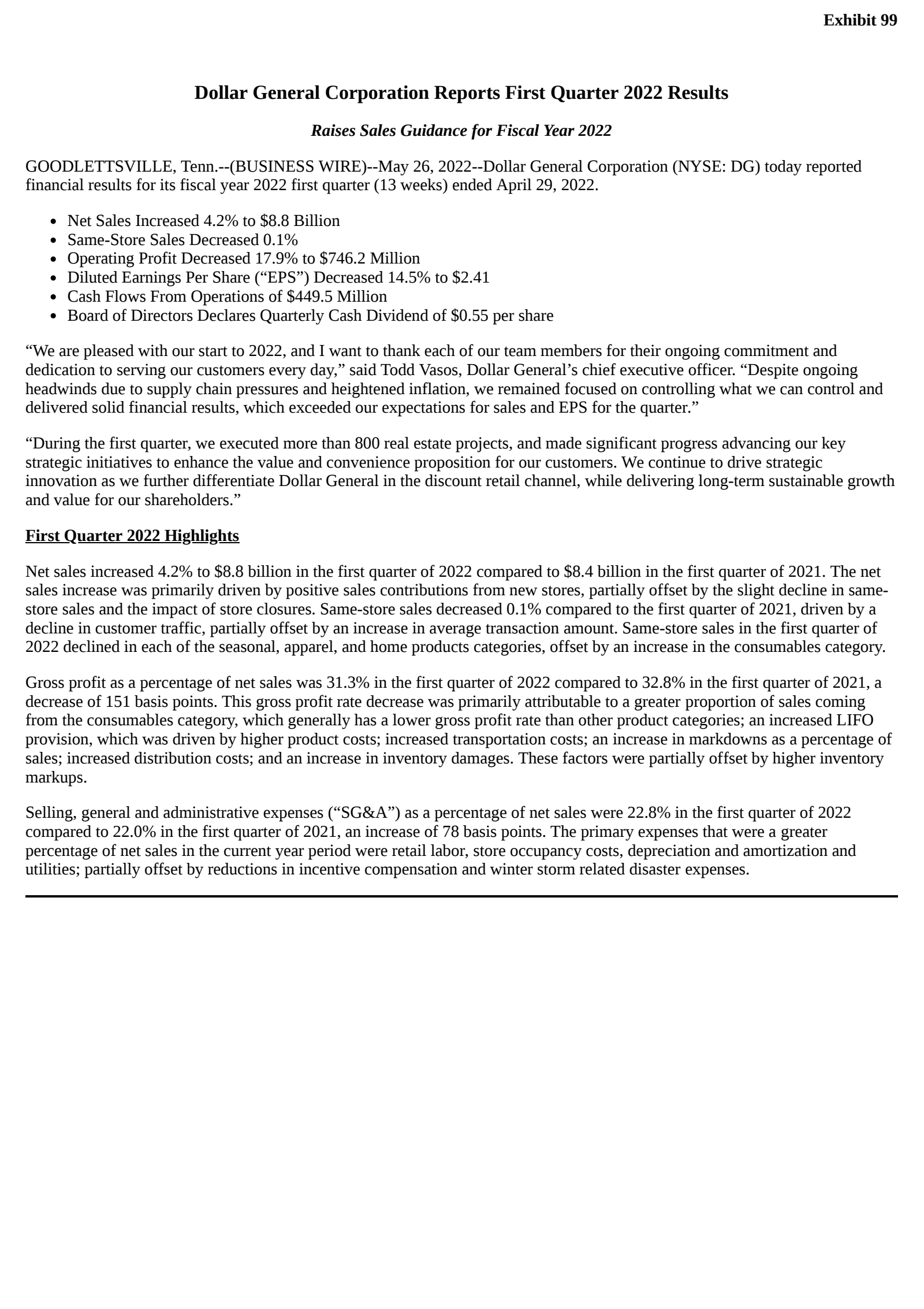 Dollar General's Q1 2023 Earnings Release