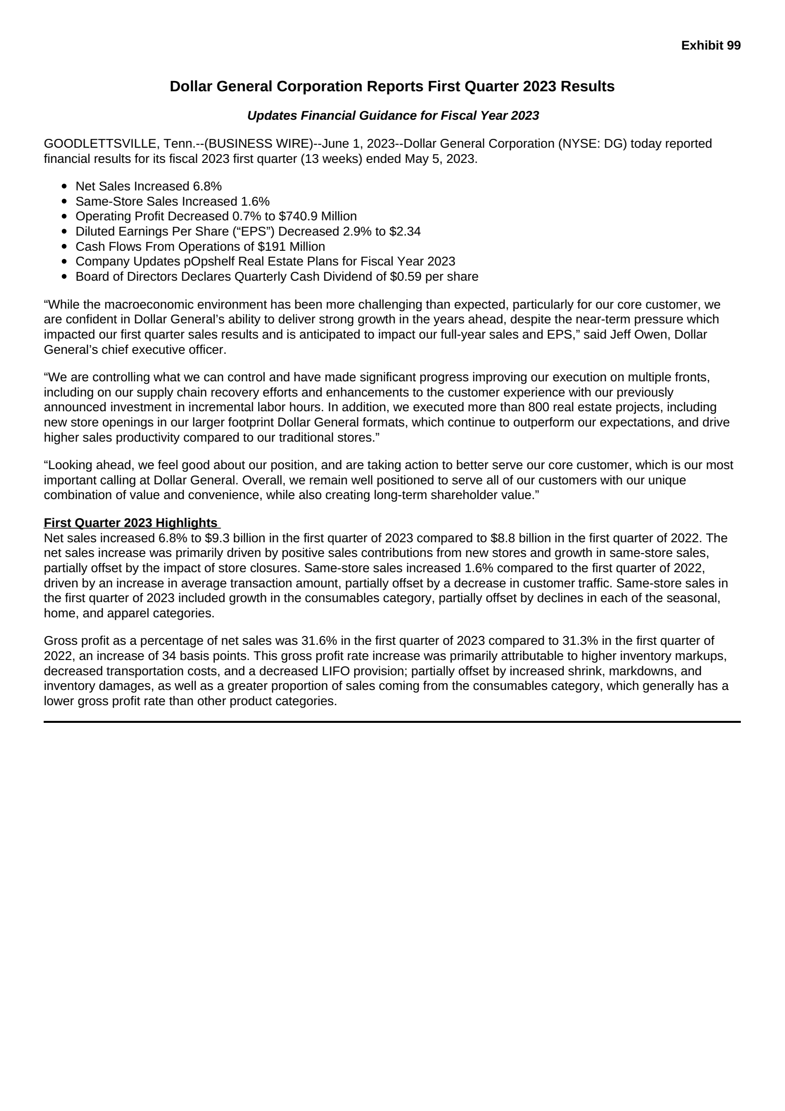 Dollar General's Q1 2024 Earnings Release