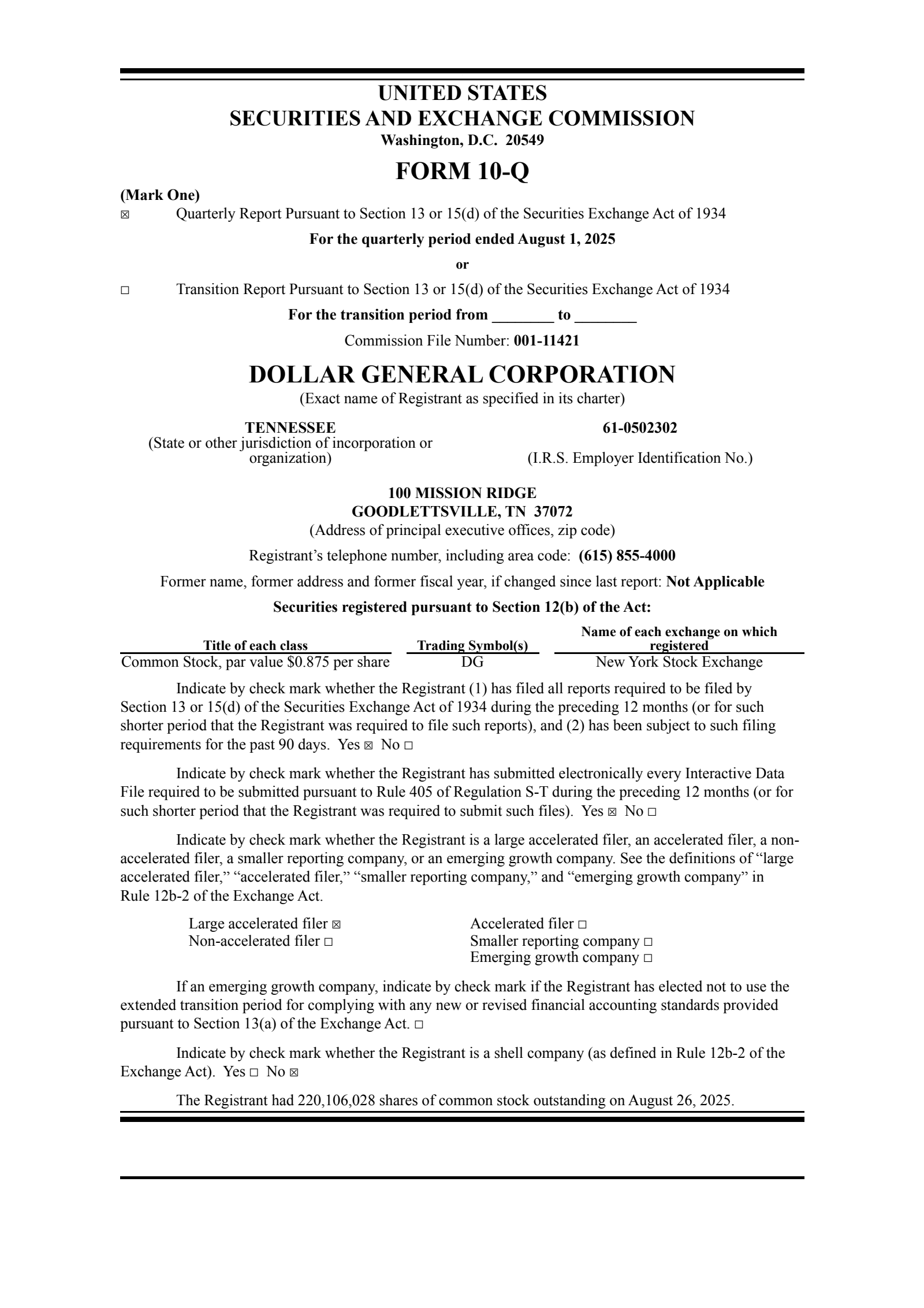 Dollar General's Q2 2026 Quarterly report
