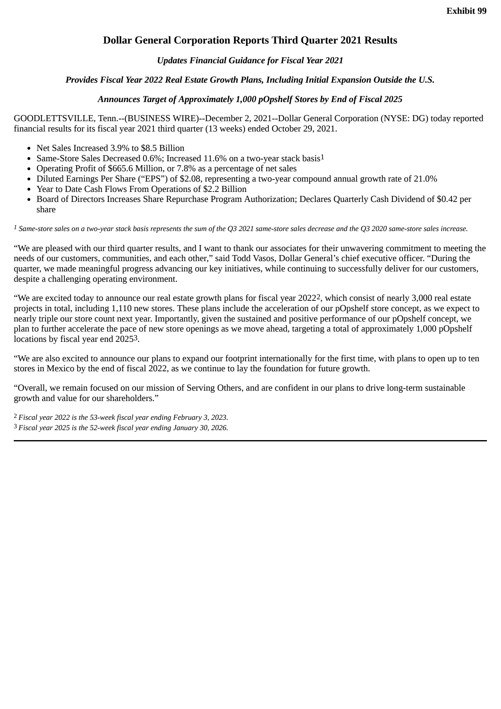 Dollar General's Q3 2022 Earnings Release