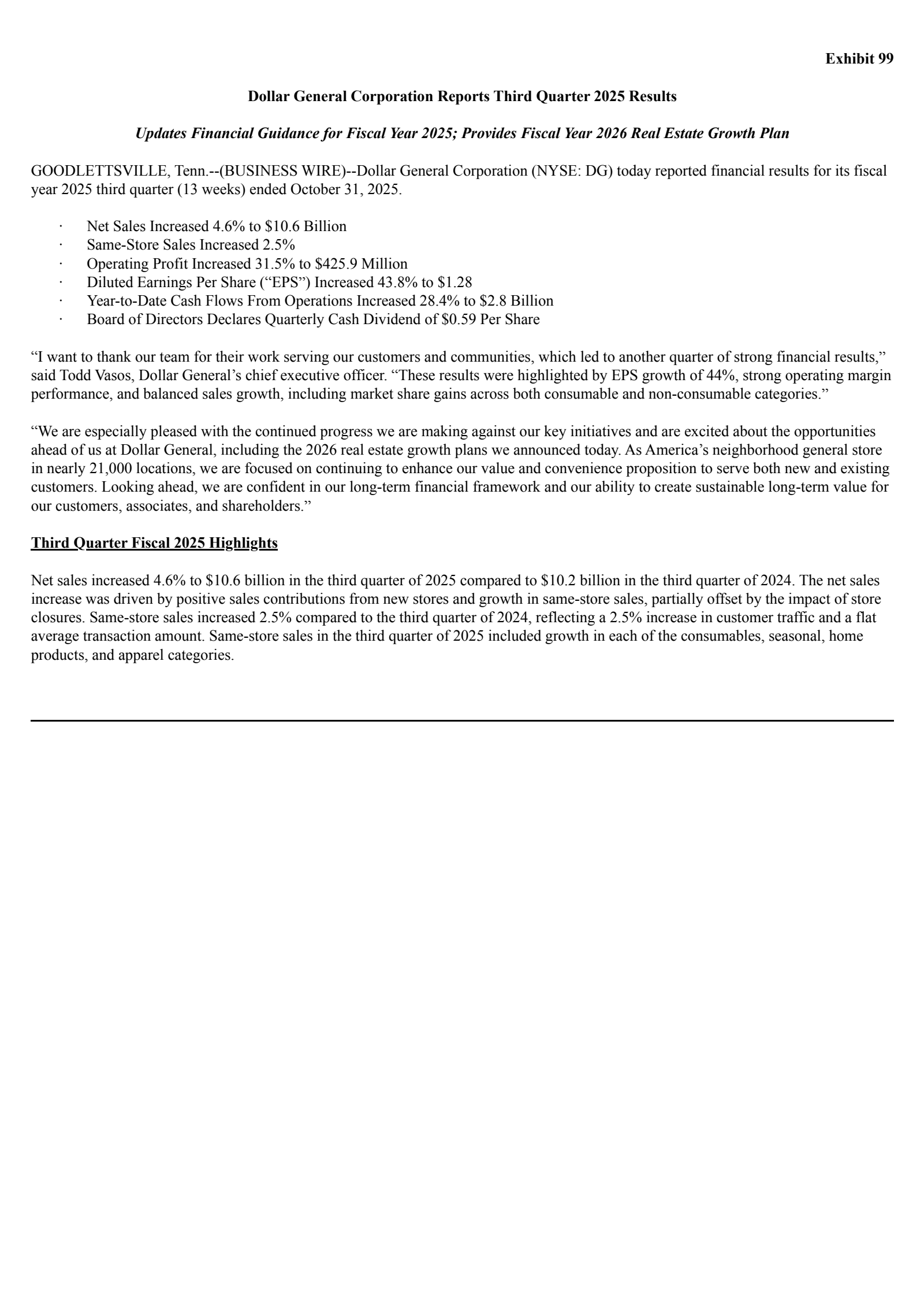 Dollar General's Q3 2026 Earnings Release