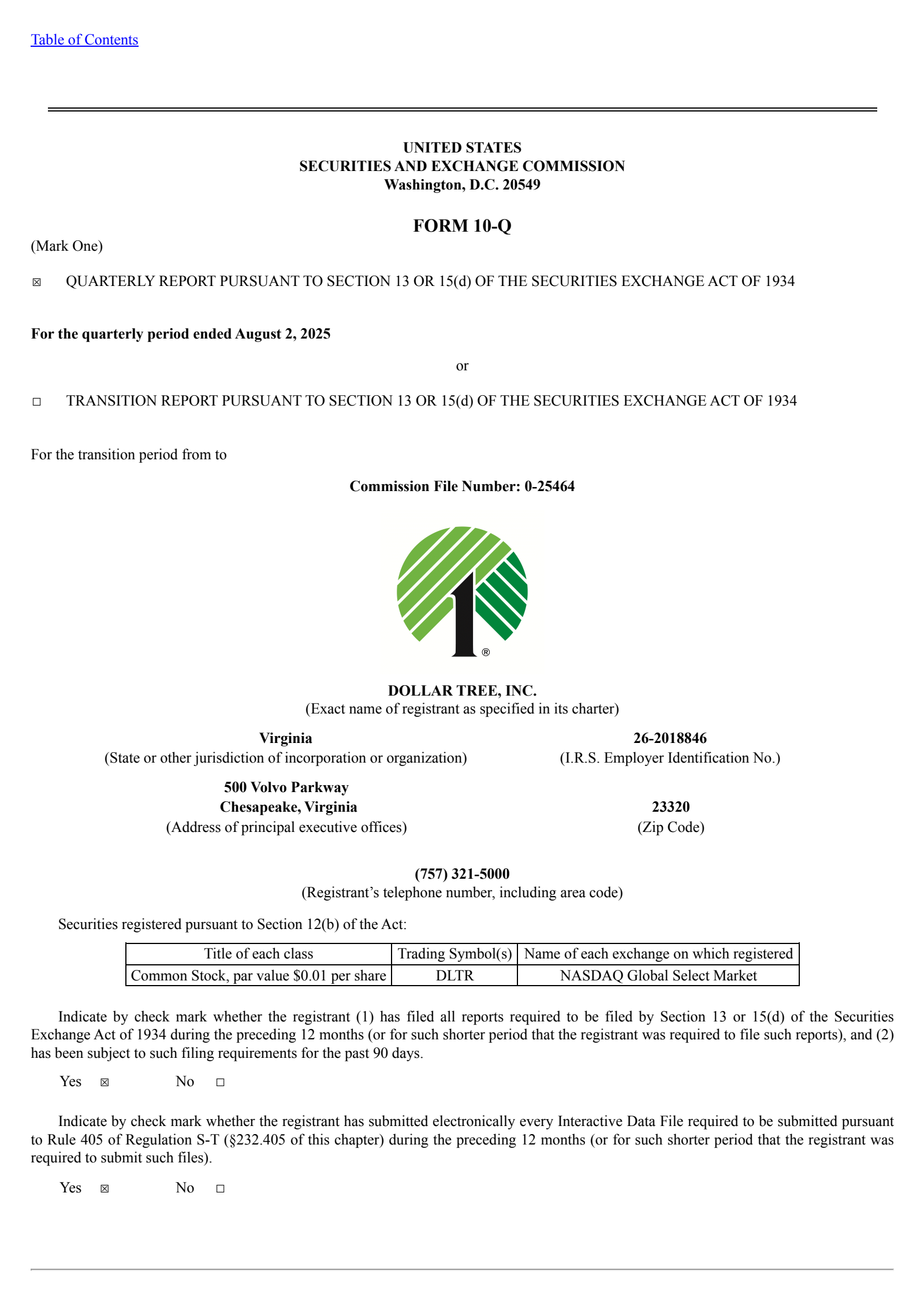 Dollar Tree's Q2 2026 Quarterly report