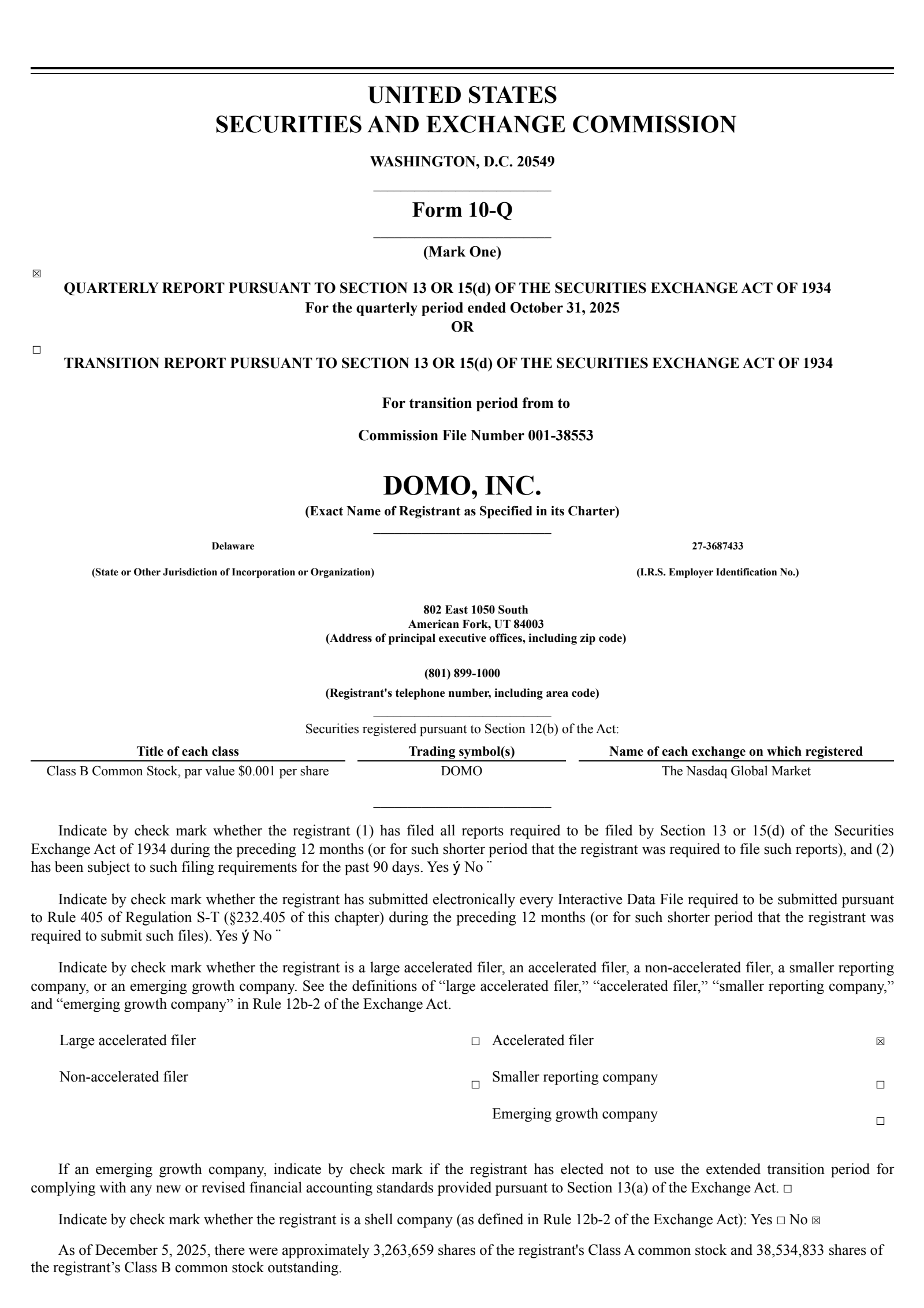 Domo's Q3 2026 Quarterly Report