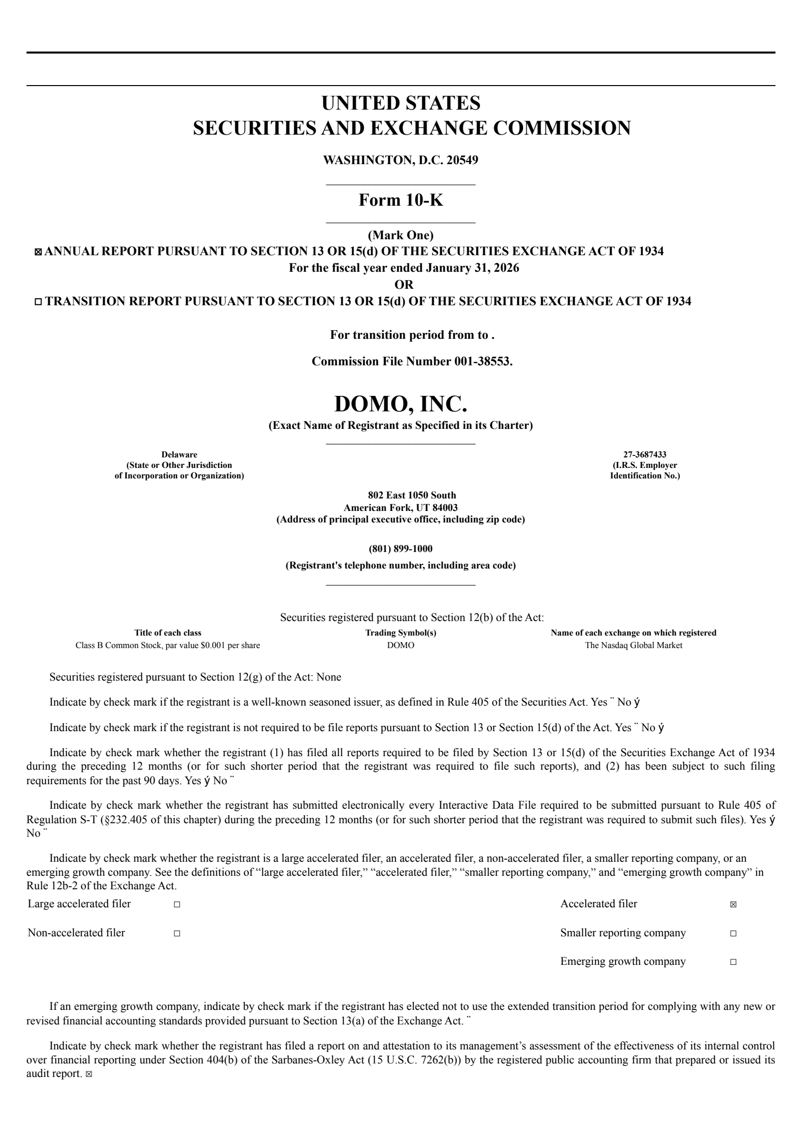 Domo's Q4 2026 Annual report