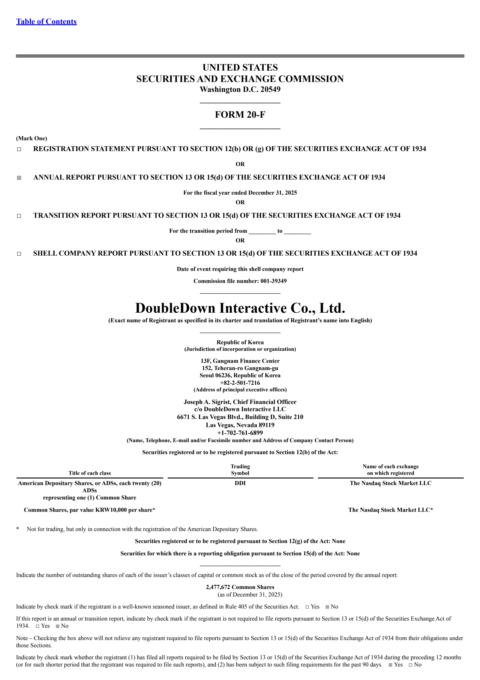 DoubleDown Interactive's Q4 2025 Annual report