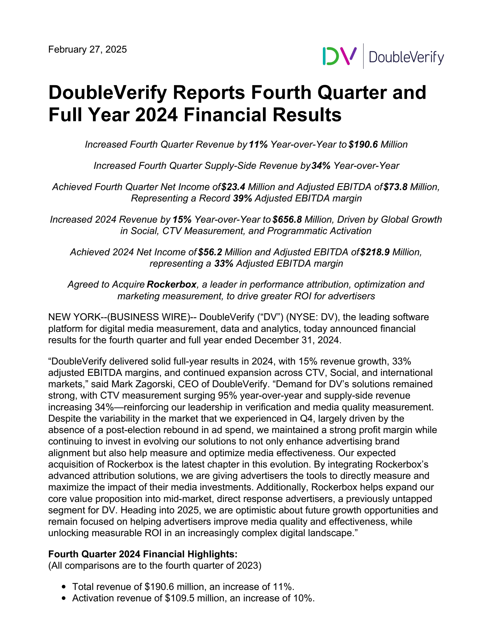 DV Q4 2024 Earnings Report on 2/27/2025