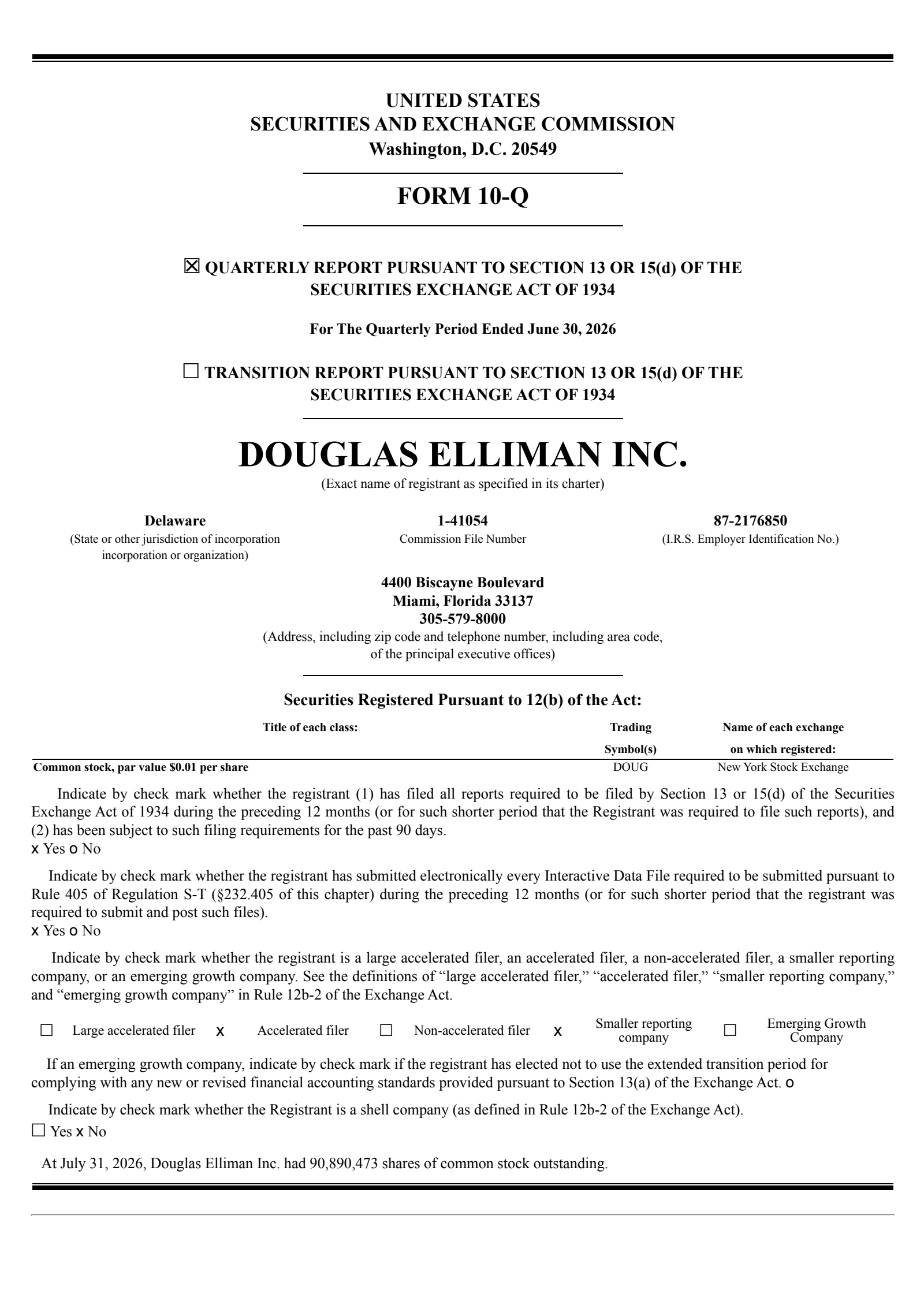 Douglas Elliman's Q2 2026 Quarterly report