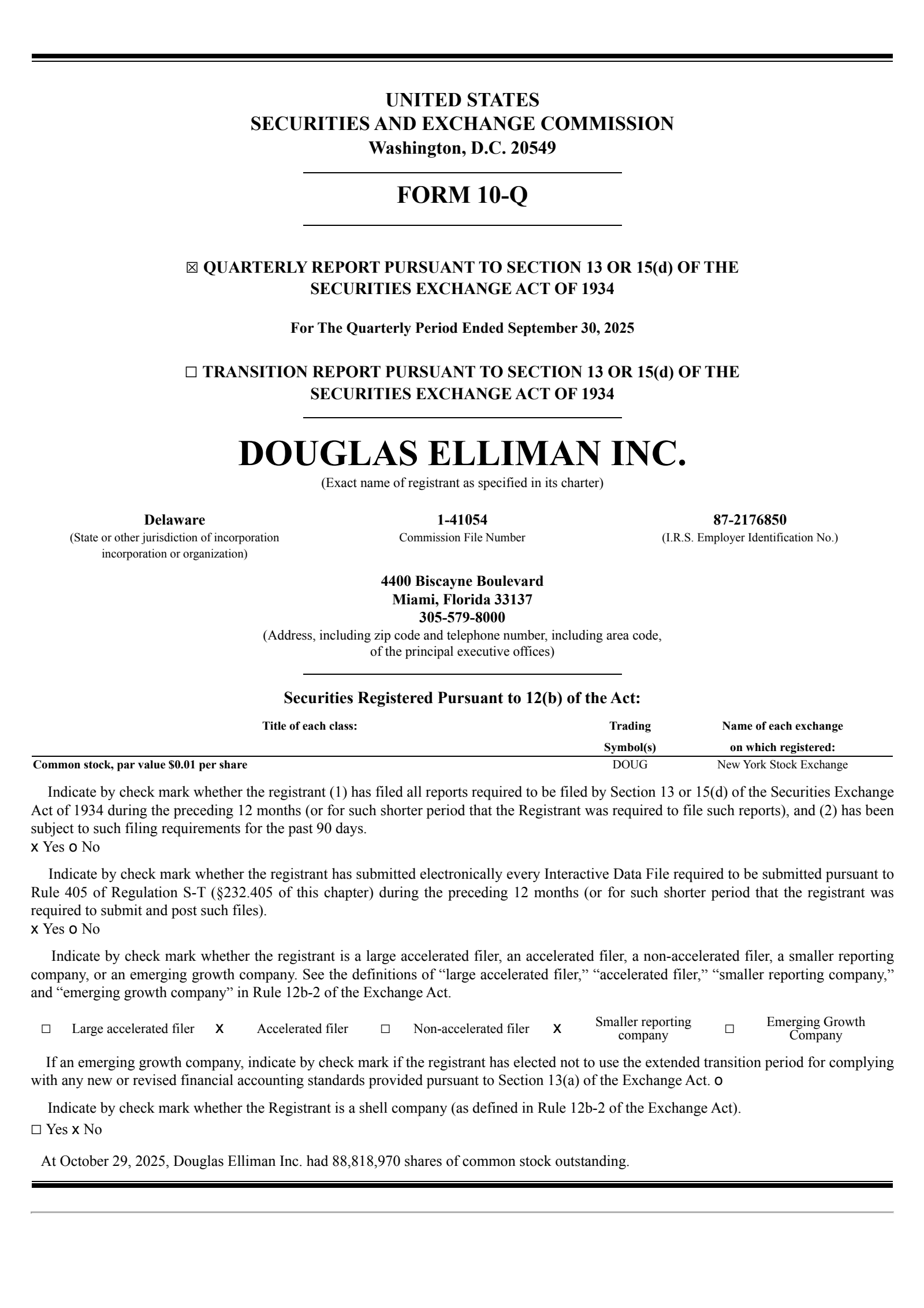 Douglas Elliman's Q3 2025 Quarterly Report