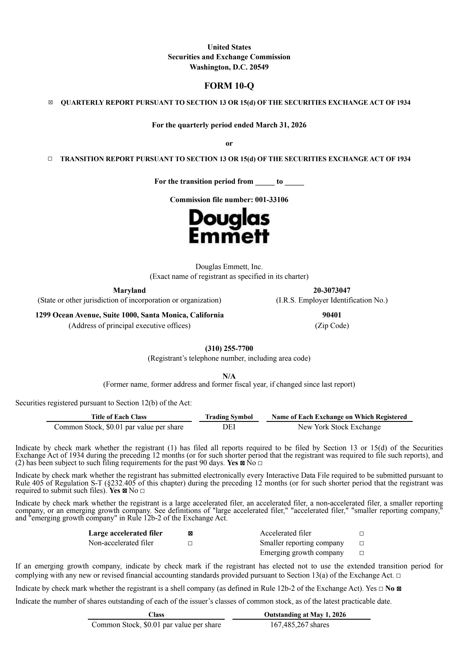 Douglas Emmett's Q1 2026 Quarterly report