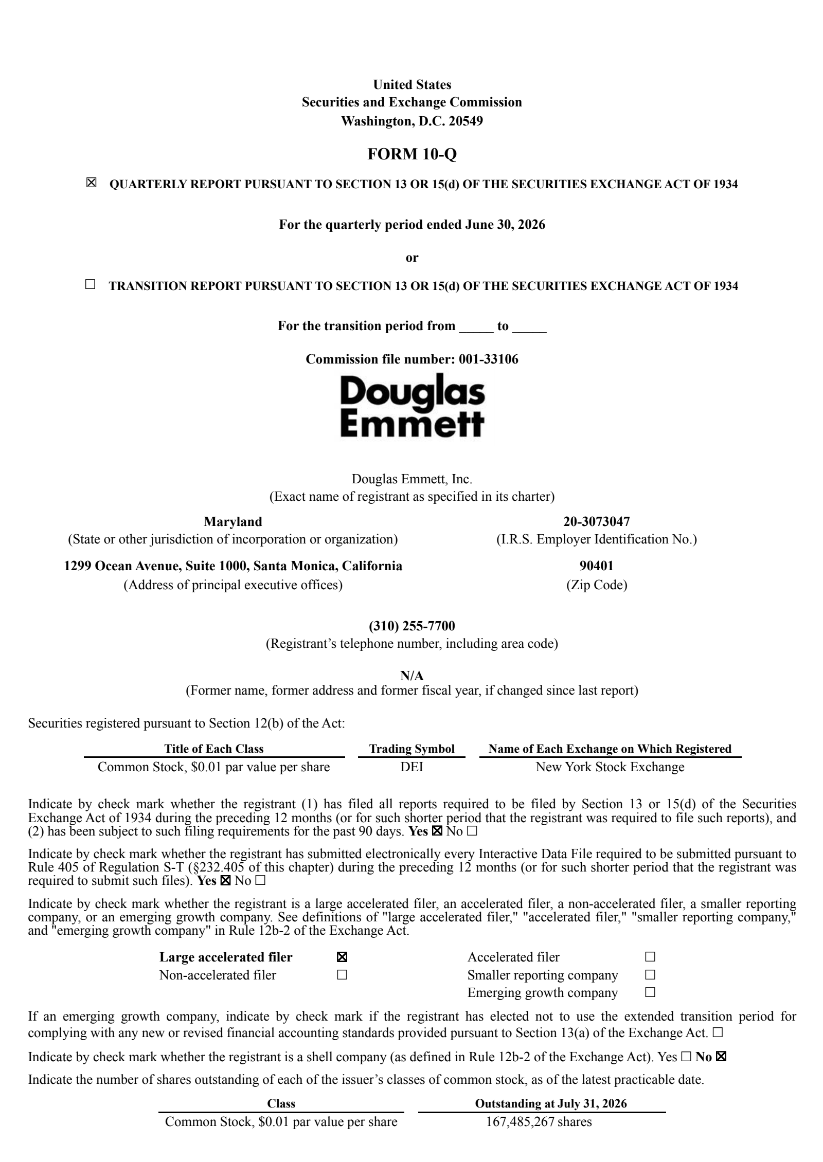 Douglas Emmett's Q2 2026 Quarterly report