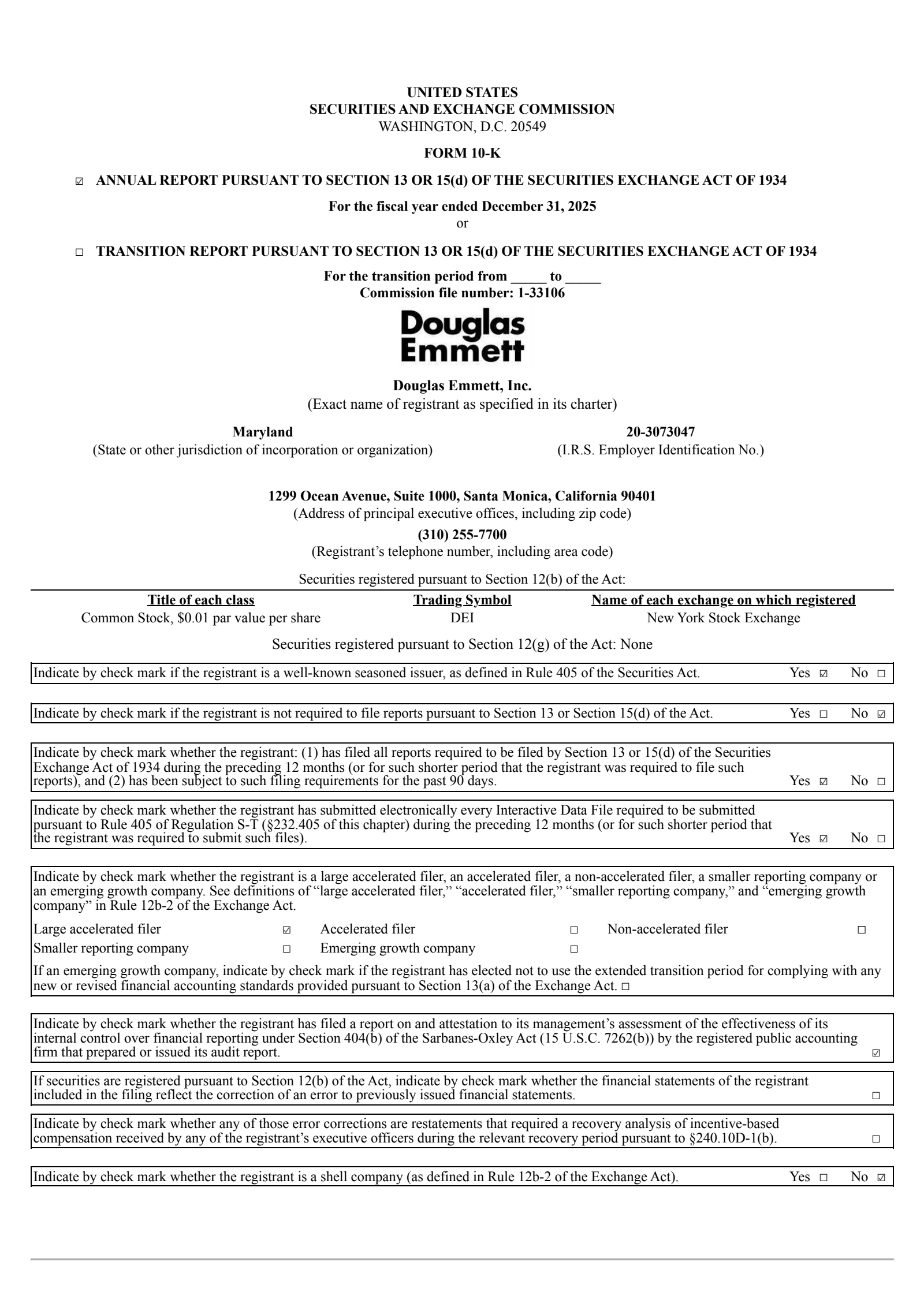 Douglas Emmett's Q4 2025 Annual report