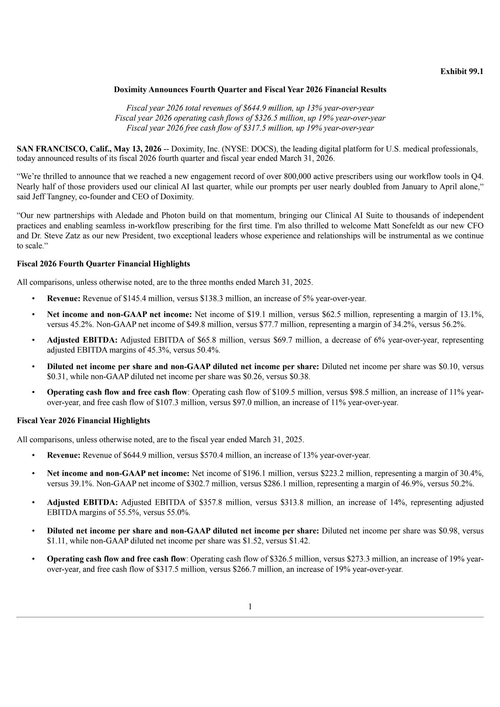 Doximity's Q4 2026 Press Release