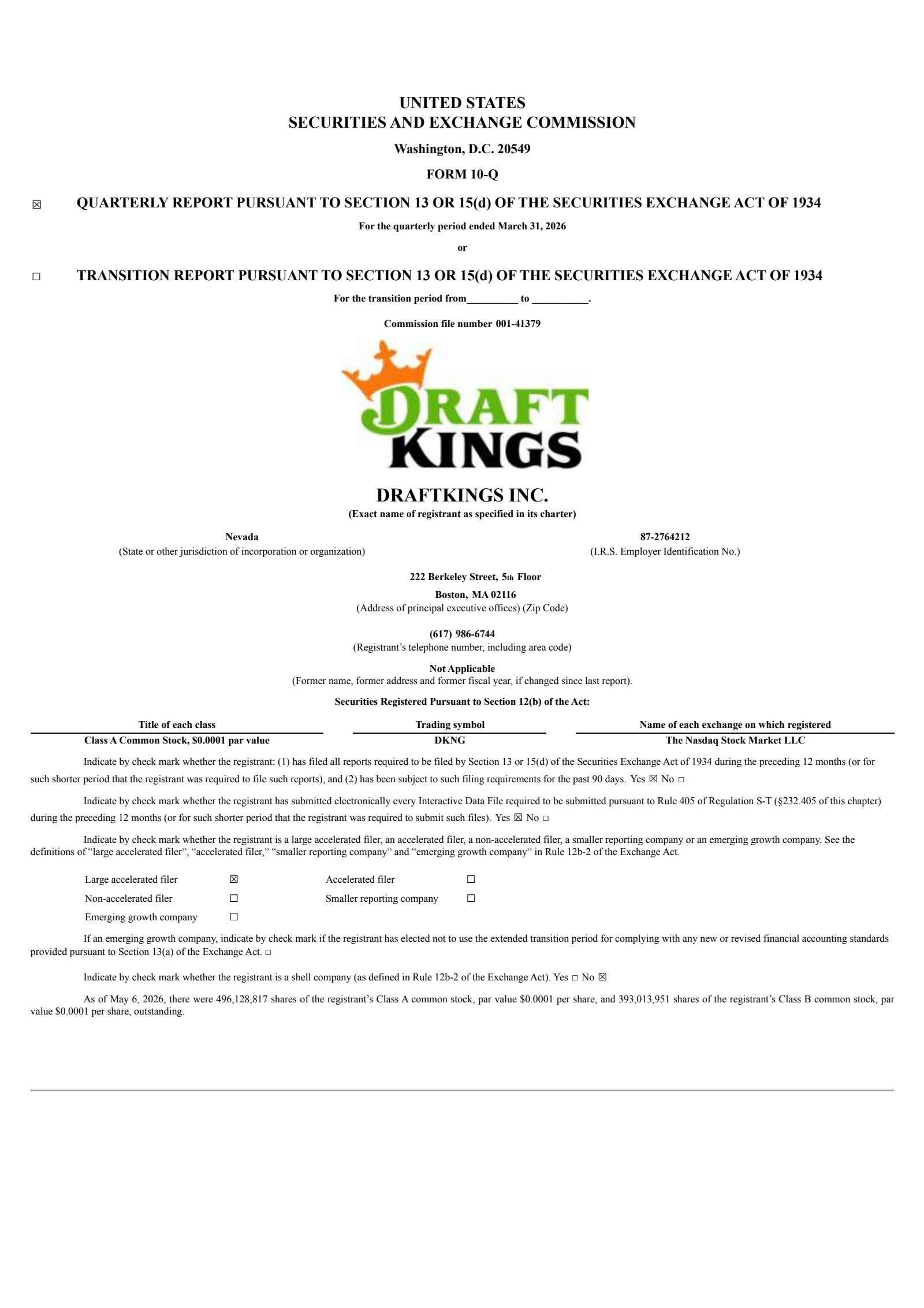 DraftKings' Q1 2026 Quarterly report