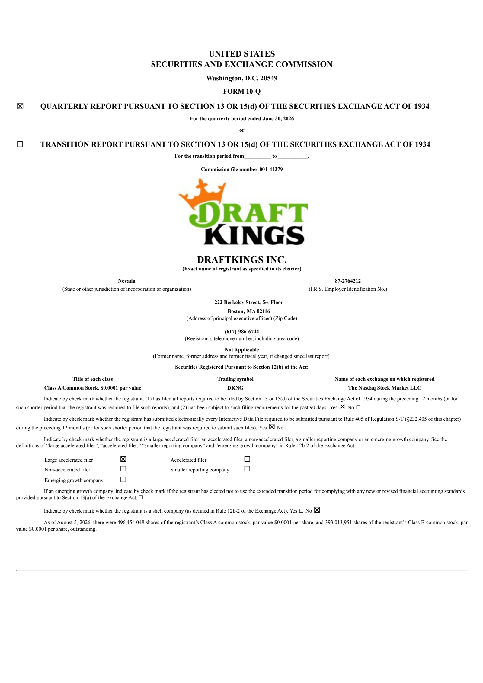 DraftKings' Q2 2026 Quarterly report