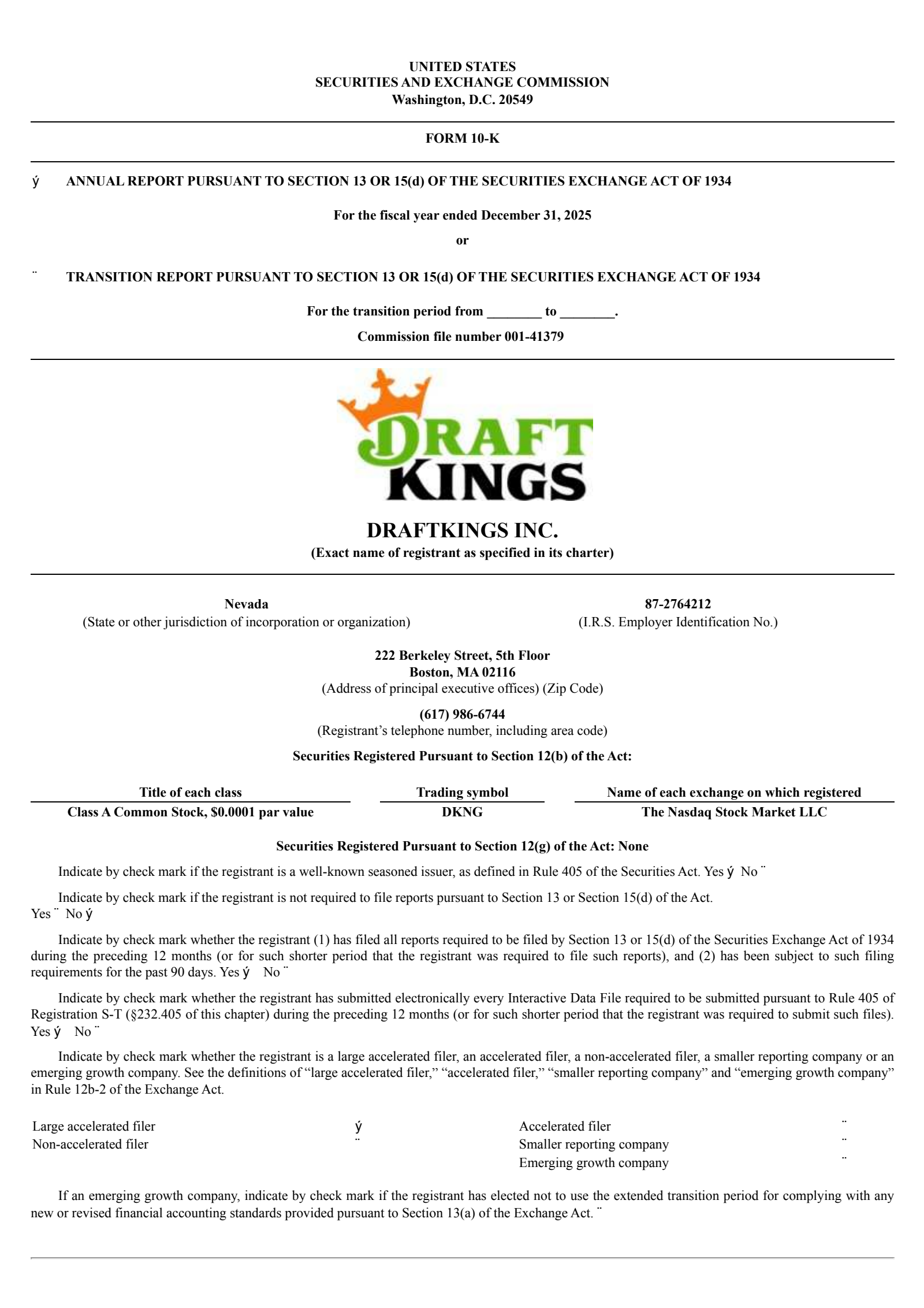 DraftKings' Q4 2025 Annual report