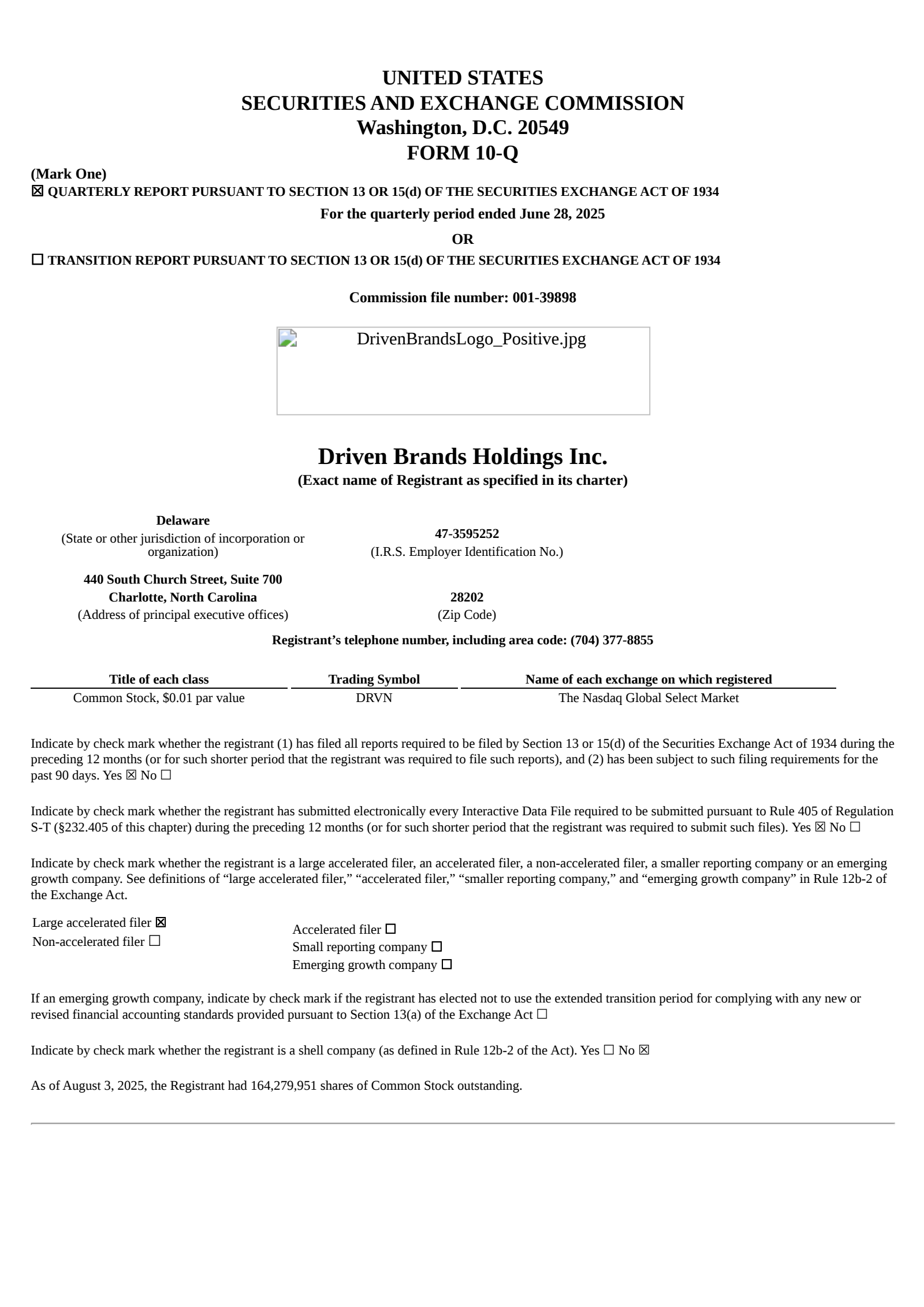 Driven Brands' Q2 2025 Quarterly report