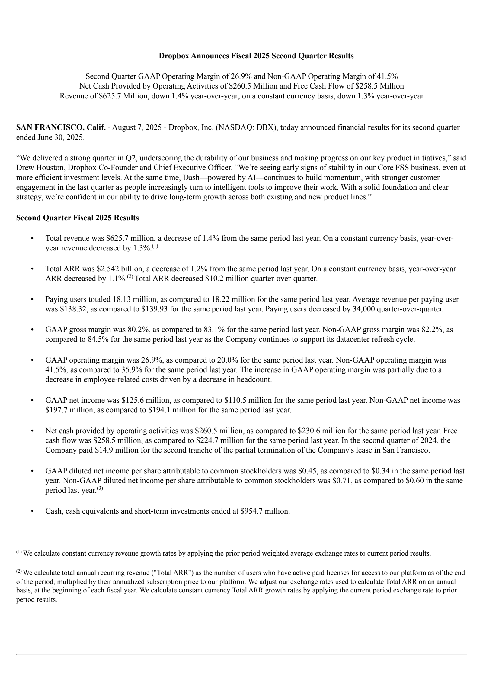 Dropbox's Q2 2025 Press Release