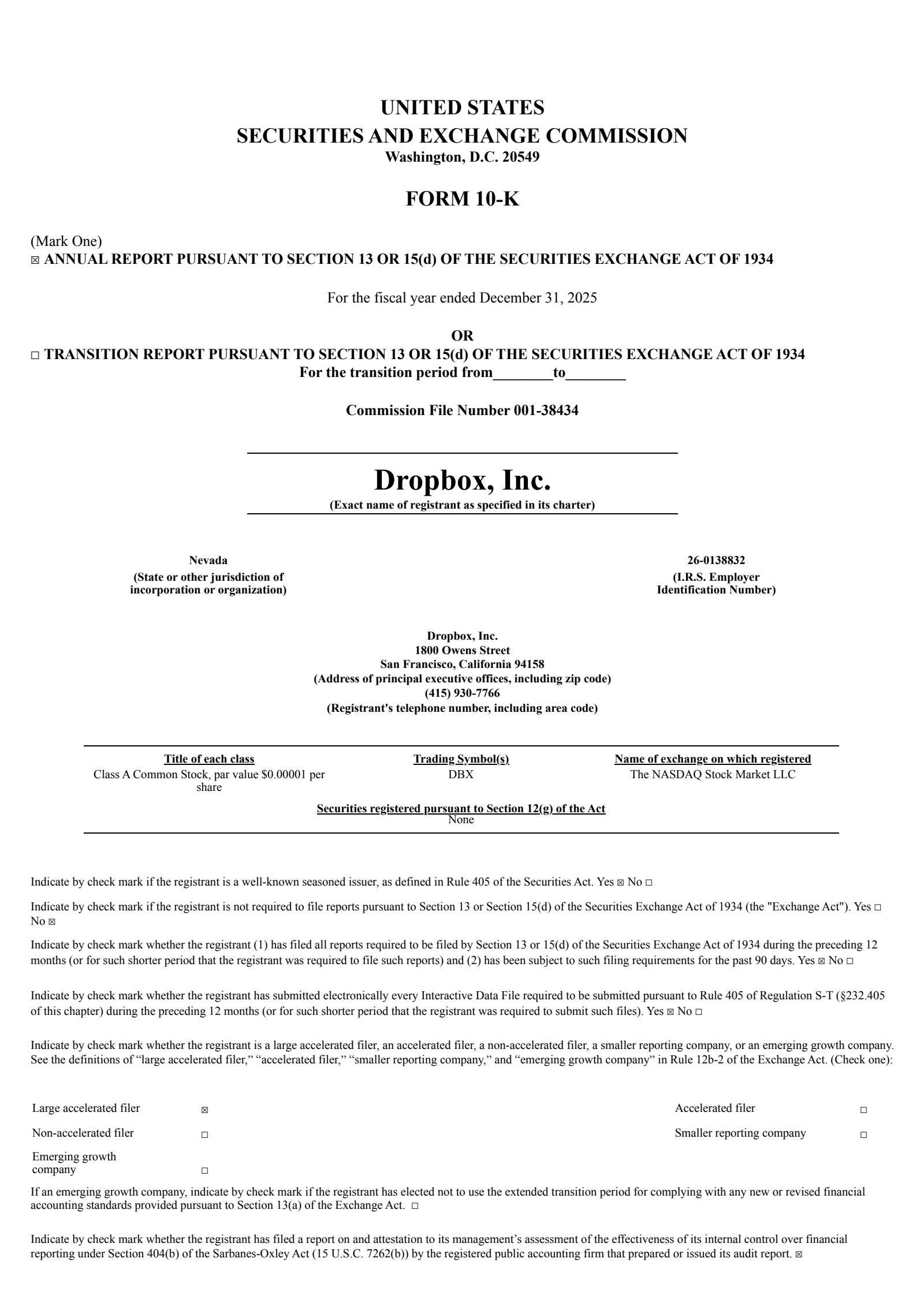 Dropbox's Q4 2025 Annual report