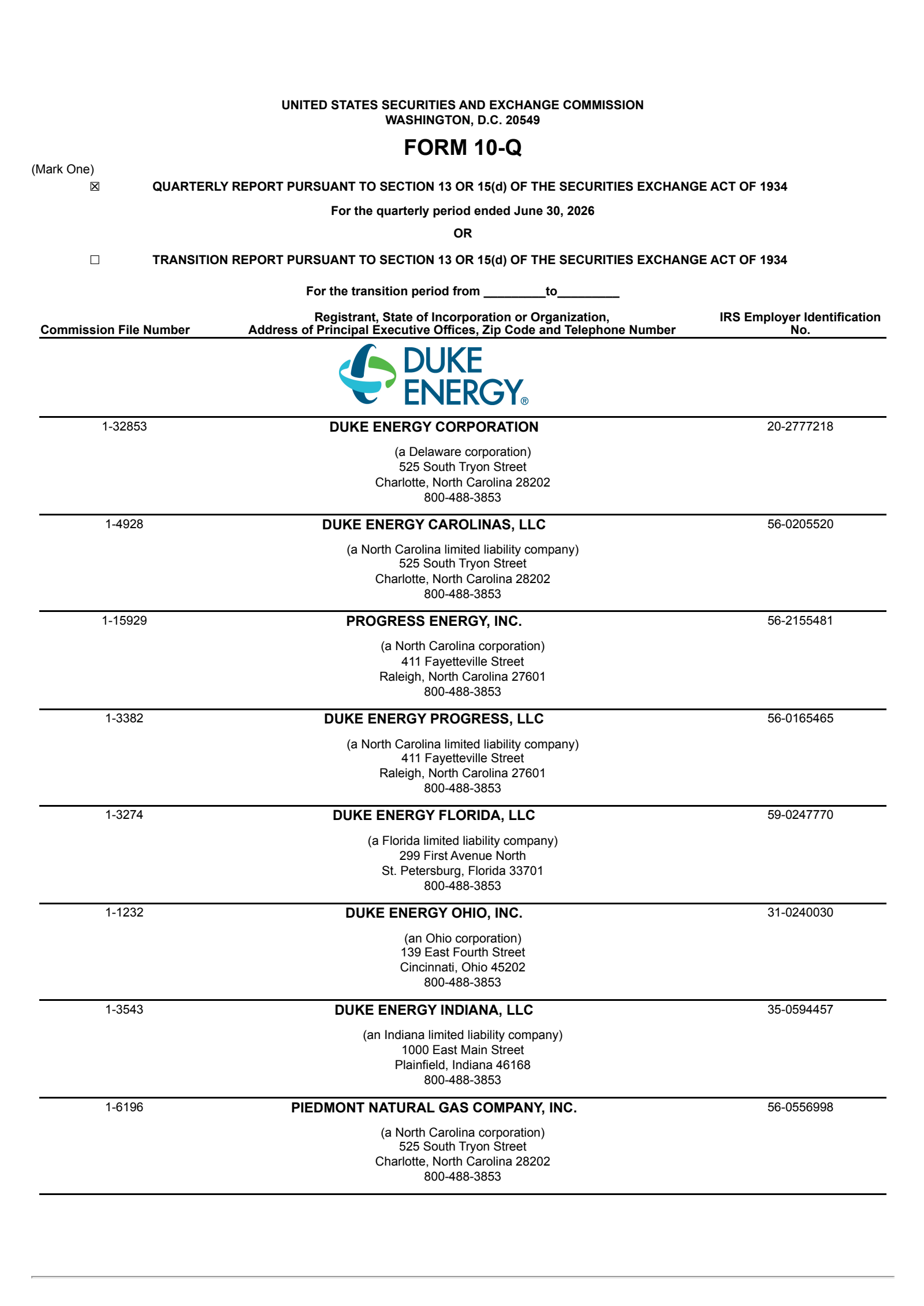 Duke Energy's Q2 2026 Quarterly report