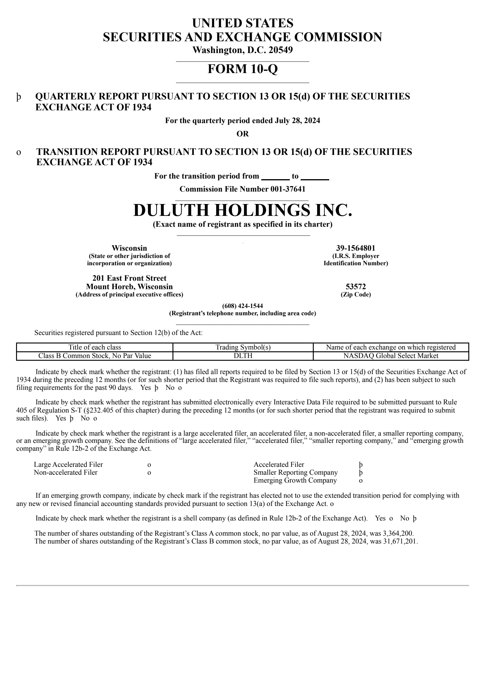 Duluth's Q2 2025 Quarterly report