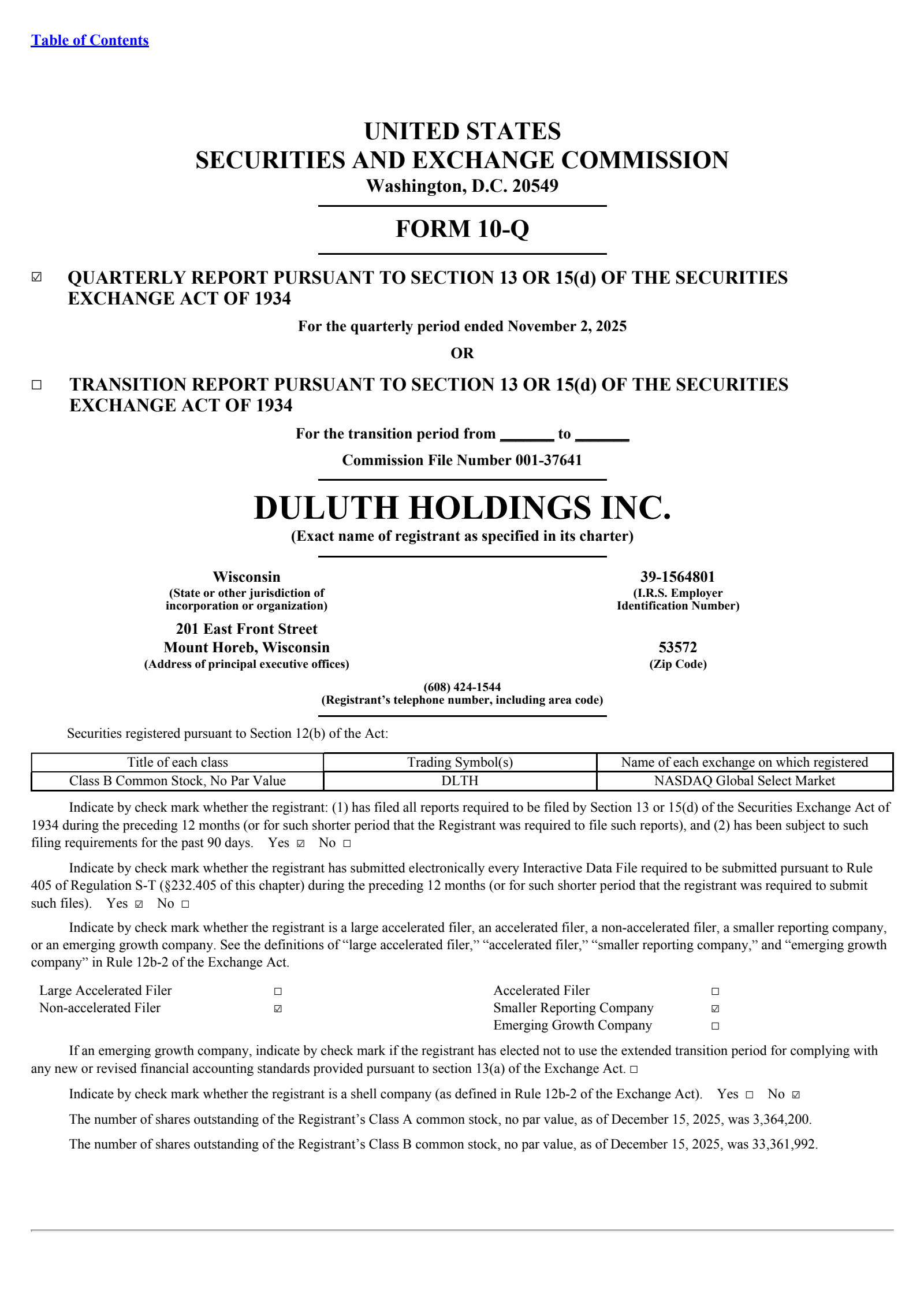 Duluth's Q3 2026 Quarterly Report